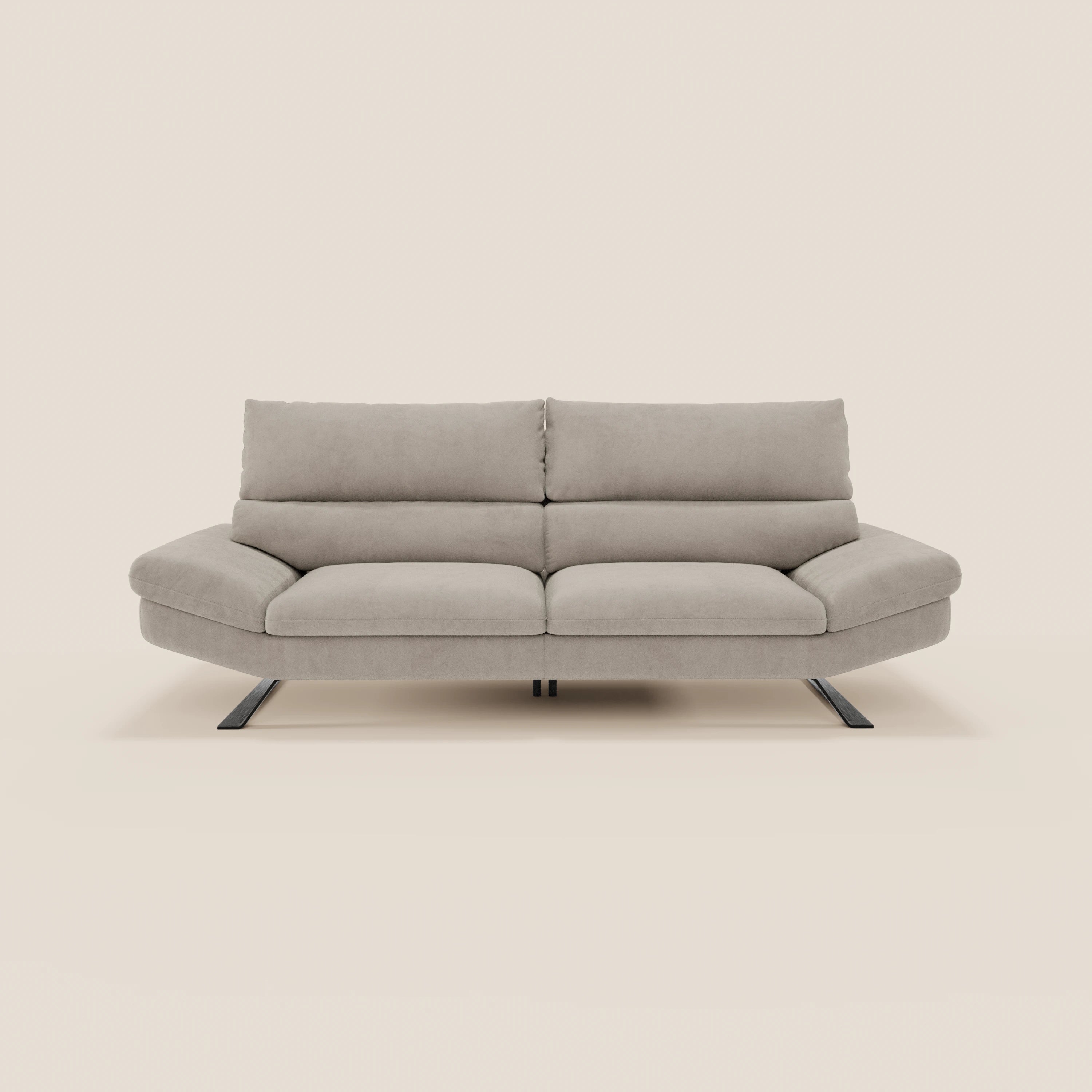 Eclipse Divano dal design moderno 2 e 3 posti con schienali traslanti - piedini alti in elegante microfibra smacchiabile T11 - divani.store