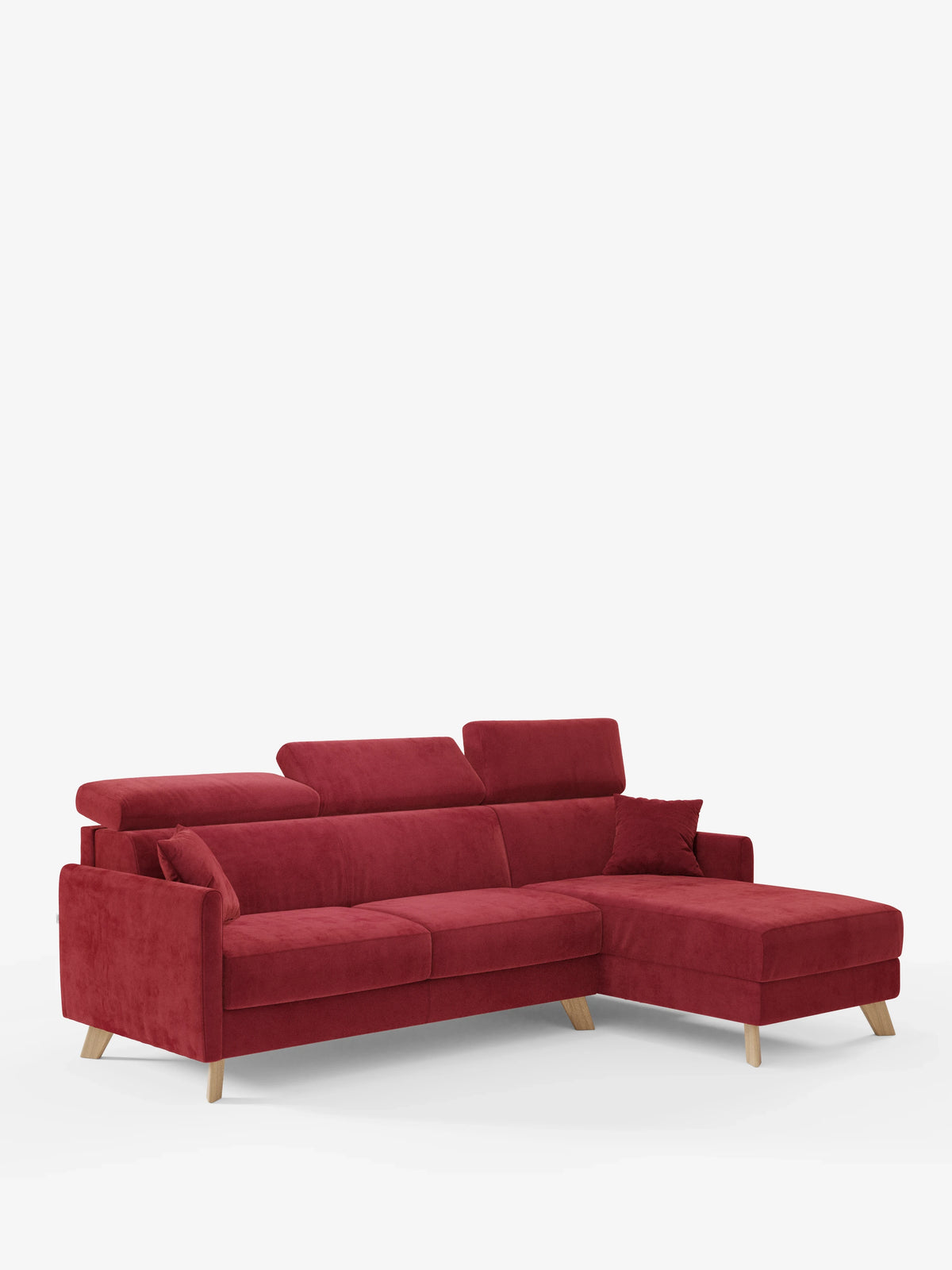 Francy Eckschlafsofa mit abnehmbarem Bezug - Stauraumhalbinsel und verstellbare Kopfstützen aus abwaschbarem Stoff T17 sahne
