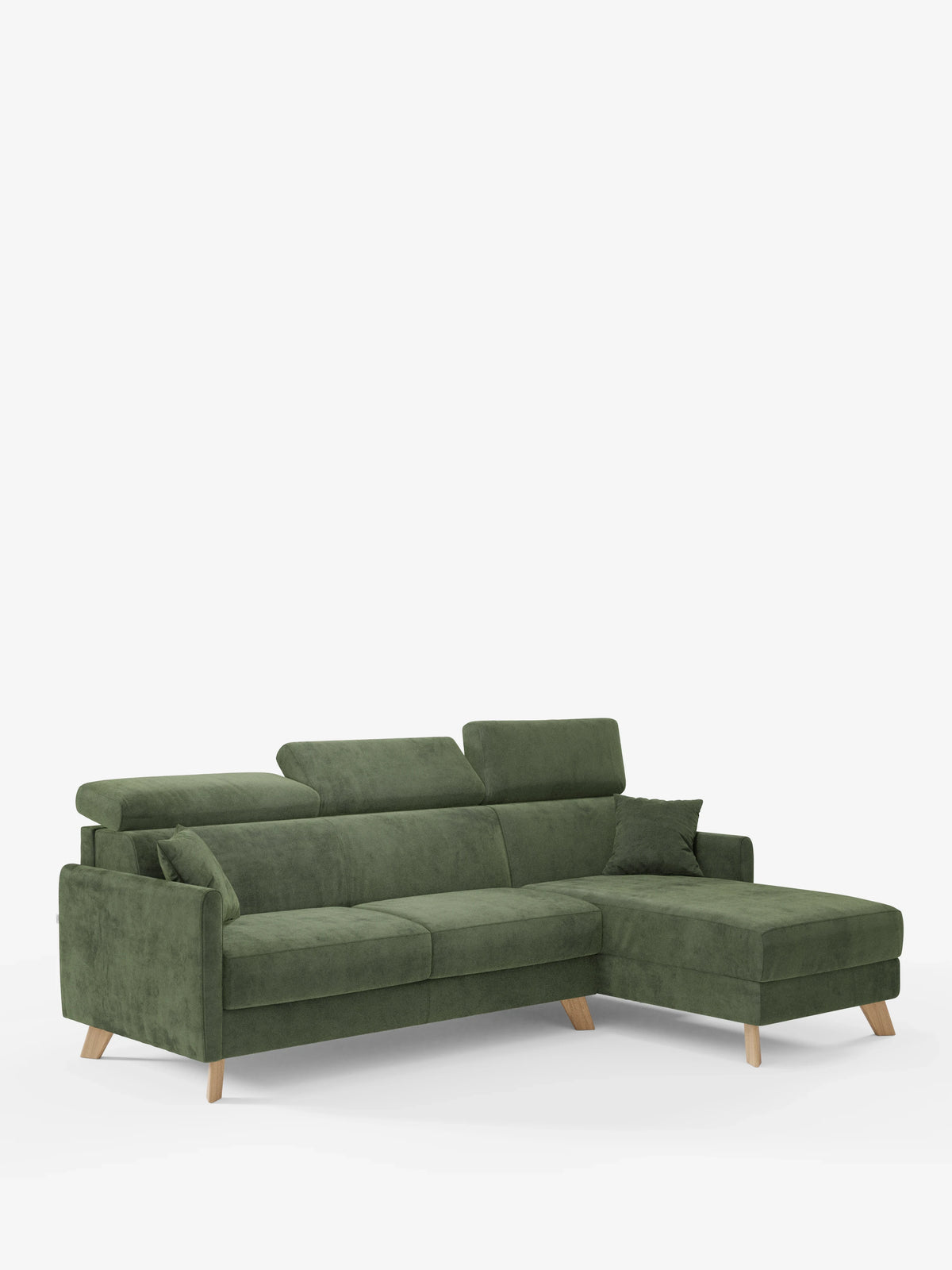 Francy Eckschlafsofa mit abnehmbarem Bezug - Stauraumhalbinsel und verstellbare Kopfstützen aus abwaschbarem Stoff T17 sahne
