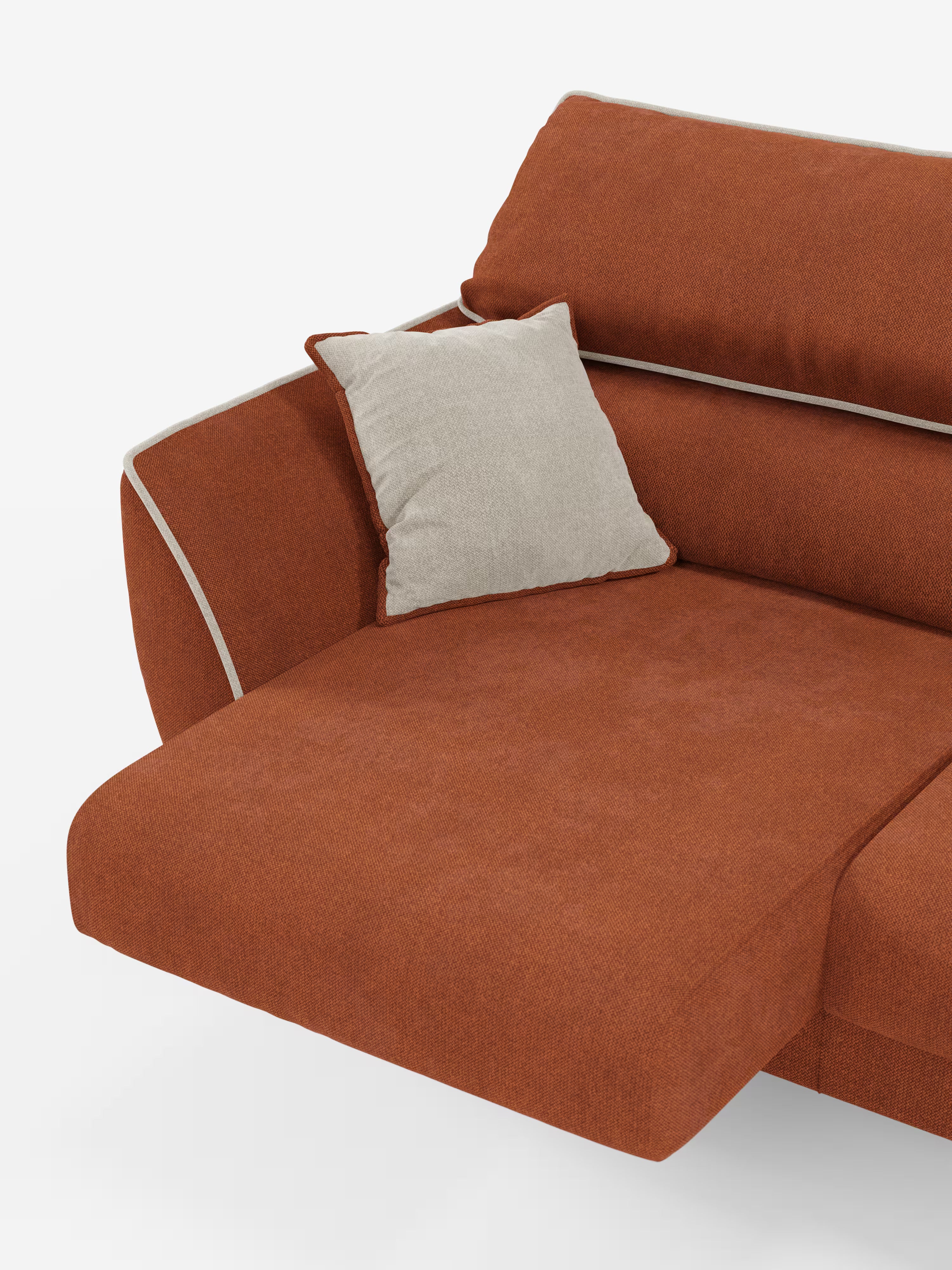 Michelangelo Sofa mit 2 und 3 ausziehbaren Sitzen und verstellbaren Kopfstützen aus abwaschbarem Stoff T23 