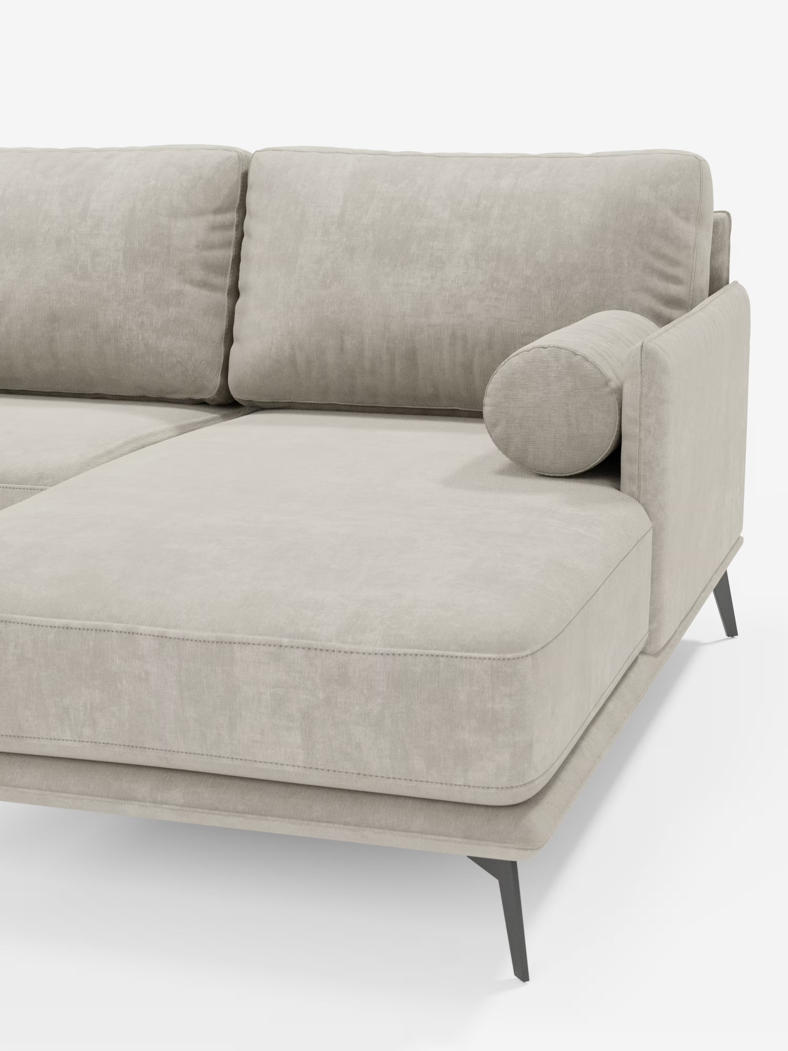 Basalto – Modernes Ecksofa mit Halbinsel– Metallgestell und daunenkissenmit fleckenabweisendem Bezug T31