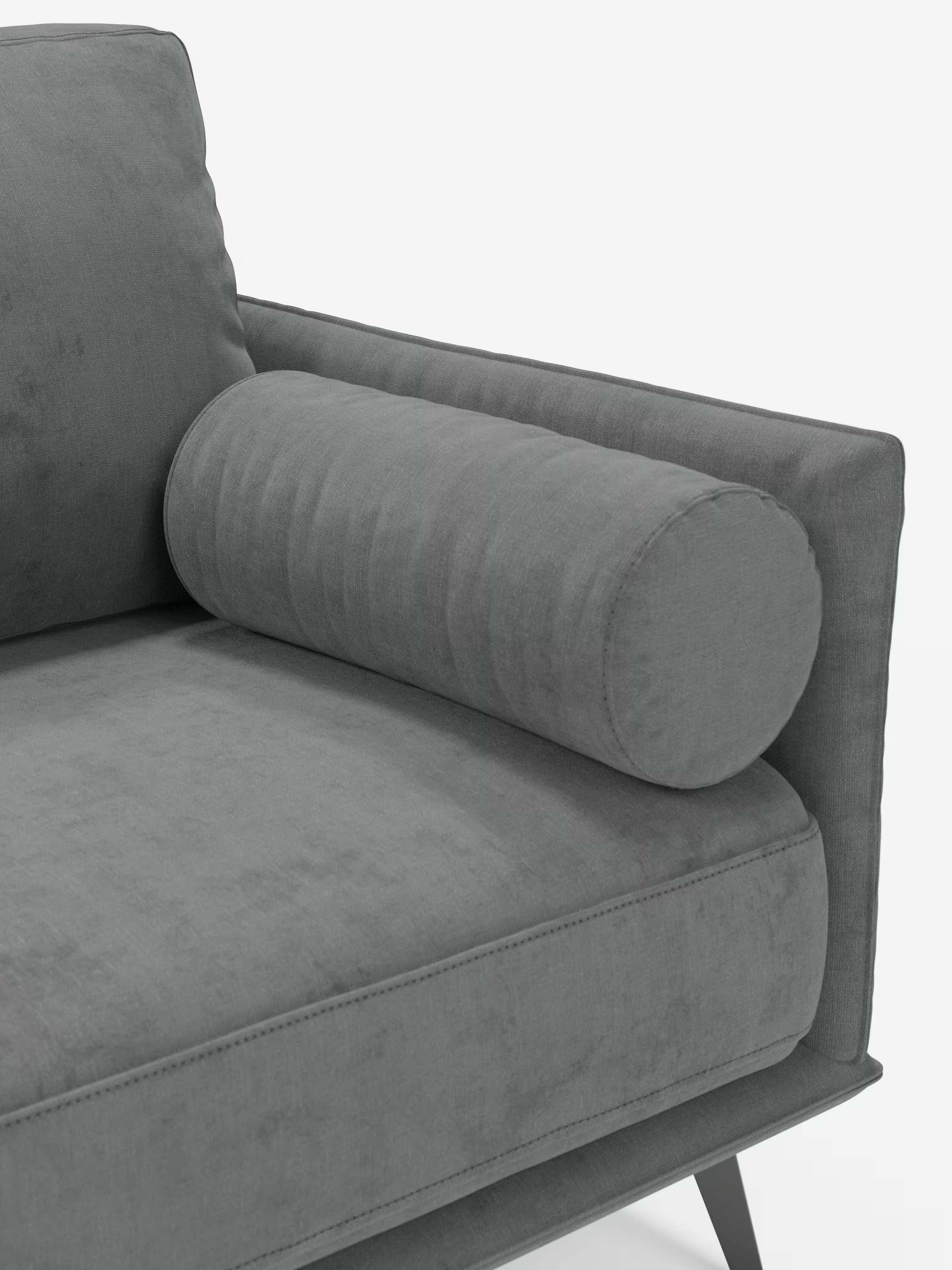 Basalto lineares Sofa mit 2, 3 und 4 Sitzplätzen mit einteiliger Sitzfläche und Metallgestell aus fleckenabweisendem Stoff T31