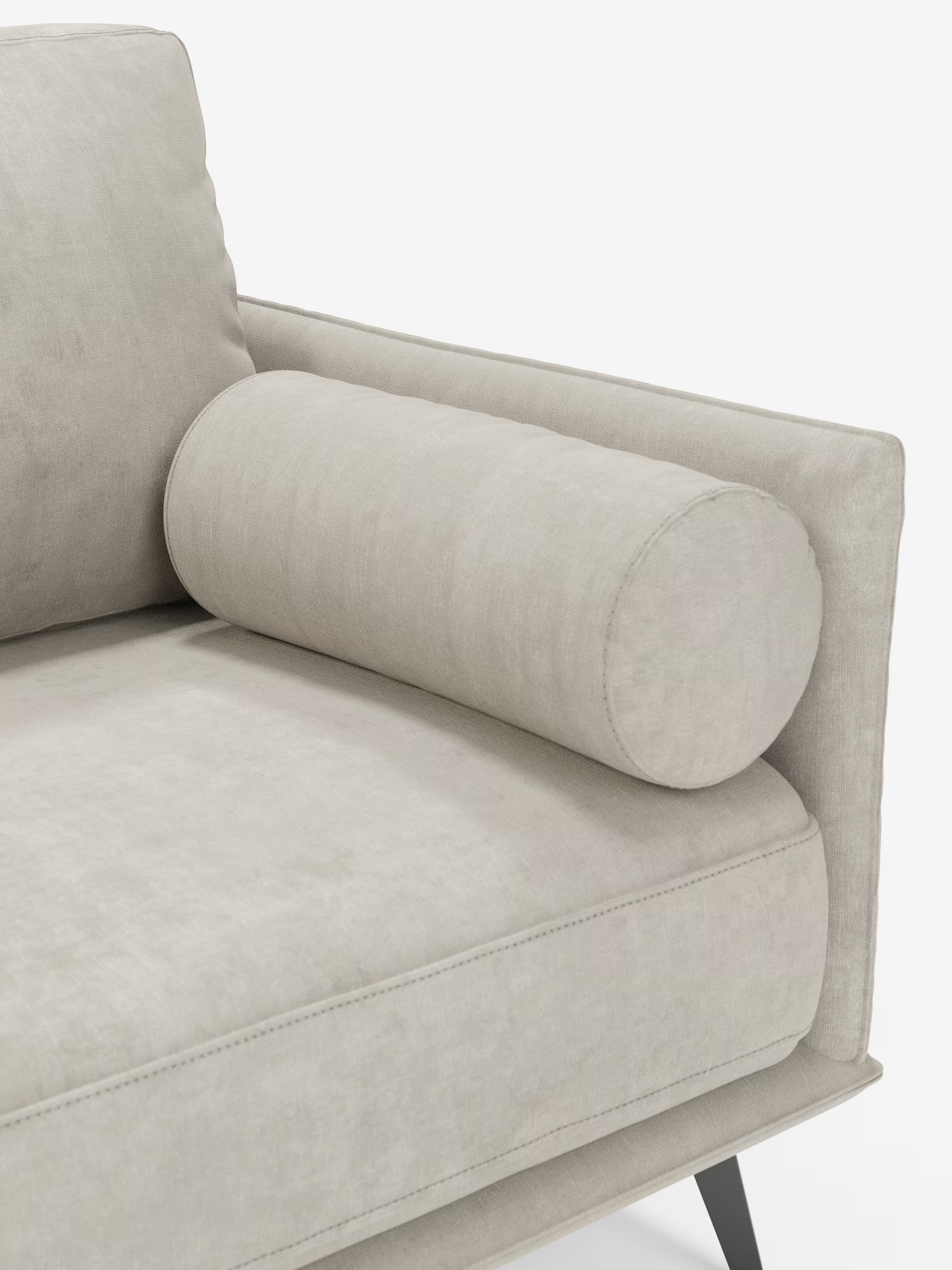 Basalto lineares Sofa mit 2, 3 und 4 Sitzplätzen mit einteiliger Sitzfläche und Metallgestell aus fleckenabweisendem Stoff T31