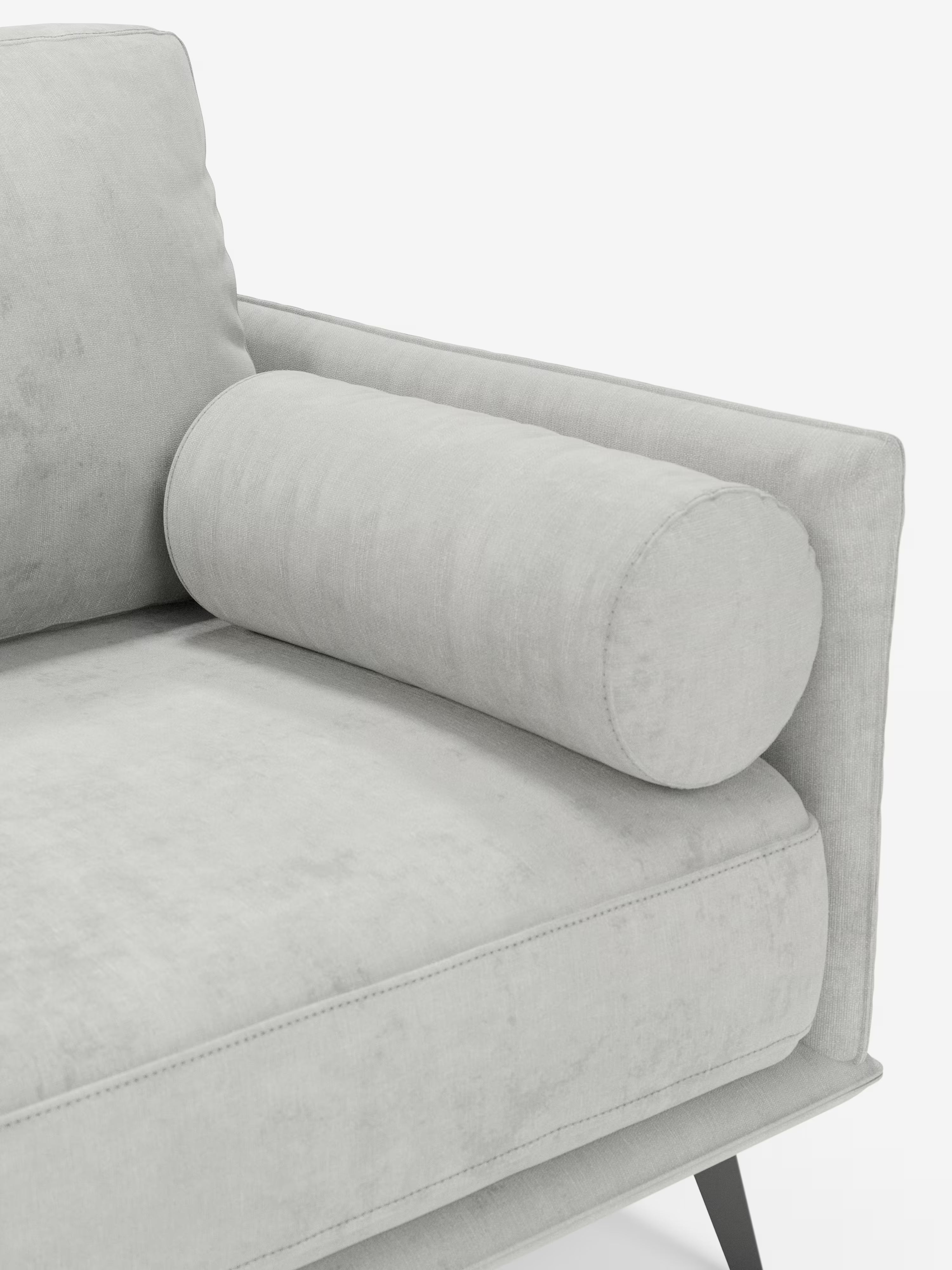 Basalto lineares Sofa mit 2, 3 und 4 Sitzplätzen mit einteiliger Sitzfläche und Metallgestell aus fleckenabweisendem Stoff T31