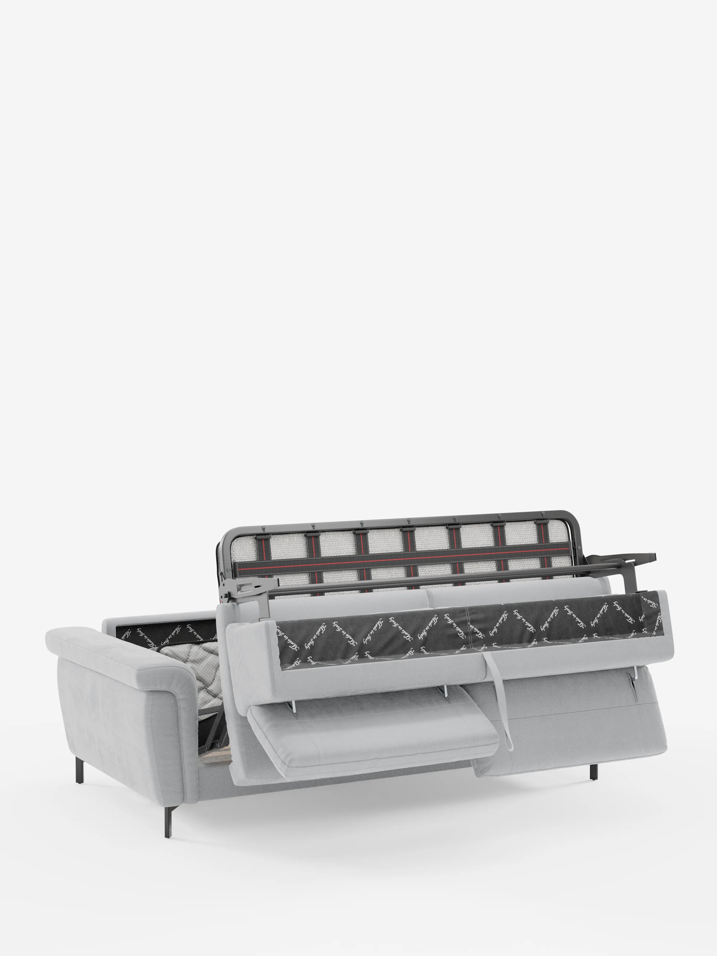 Capri – Design-Schlafsofa mit hohen Füßen – verstellbare Kopfstützen aus edlem, fleckenabweisendem Stoff in Samtstoff T30