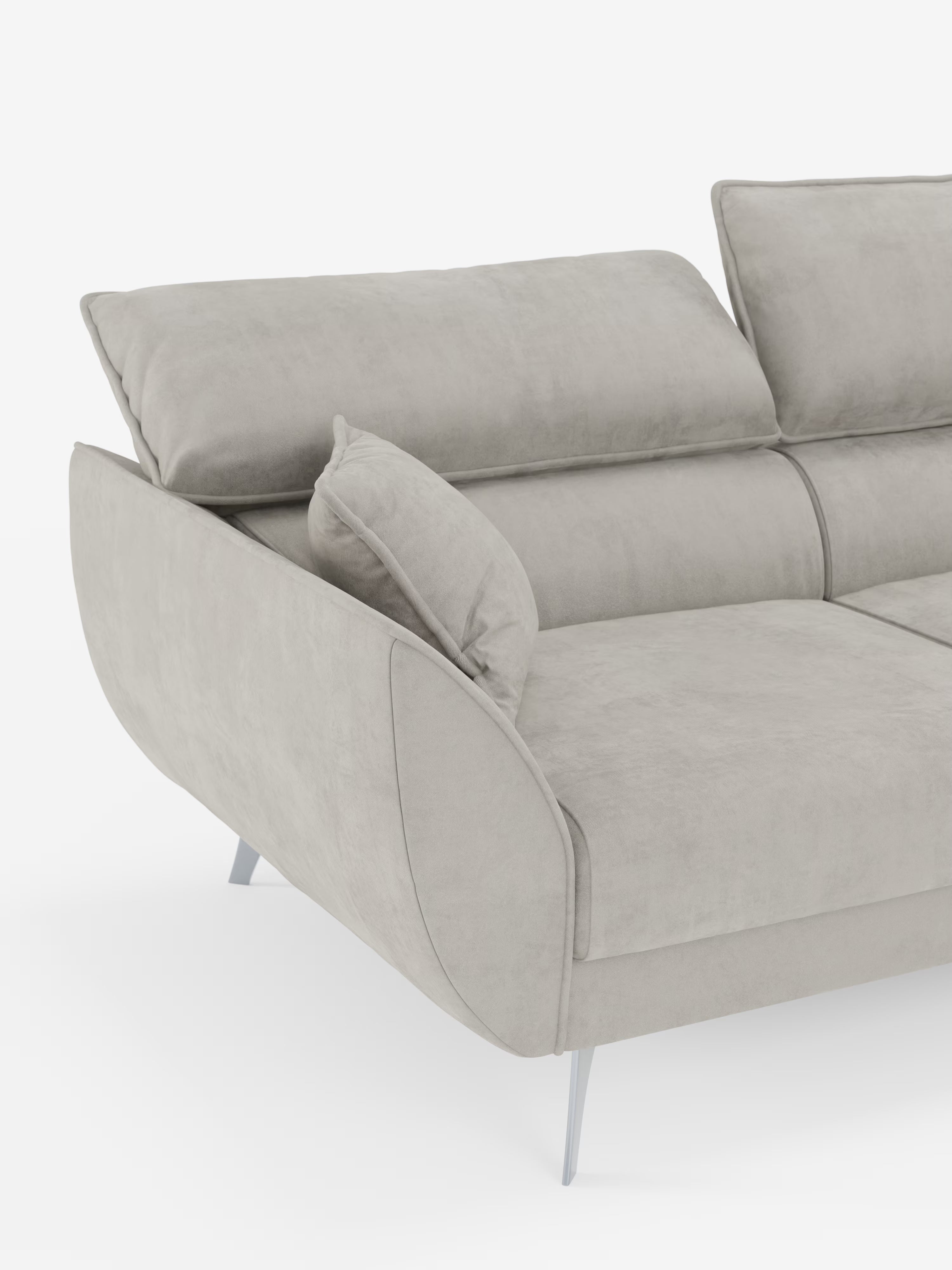 Michelangelo 4 Posti – Divano con 3 sedute estensibili e poggiatesta reclinabili in elegante tessuto vellutino smacchiabile T30