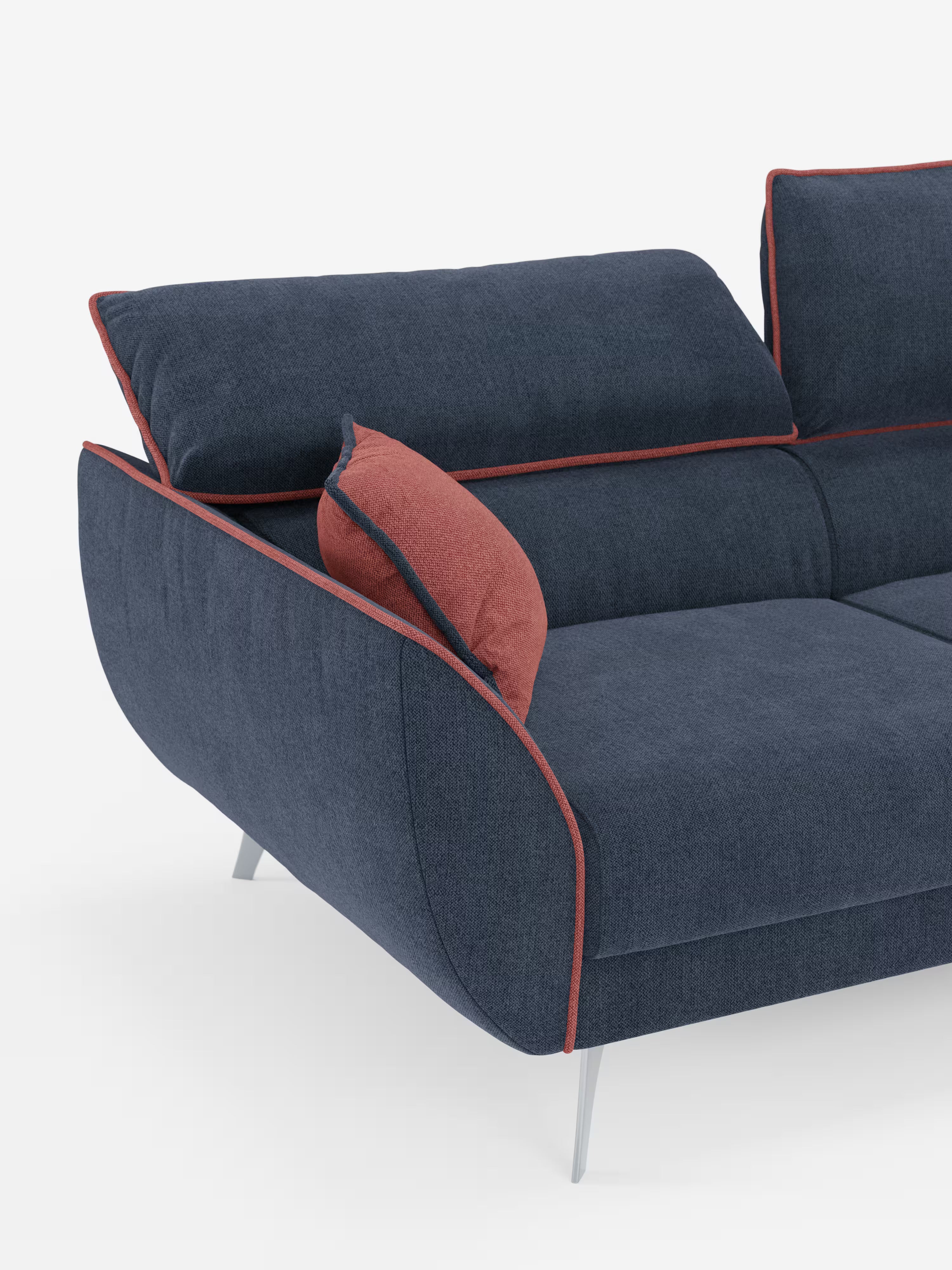 Michelangelo Sofa mit 2 und 3 ausziehbaren Sitzen und verstellbaren Kopfstützen aus abwaschbarem Stoff T23 