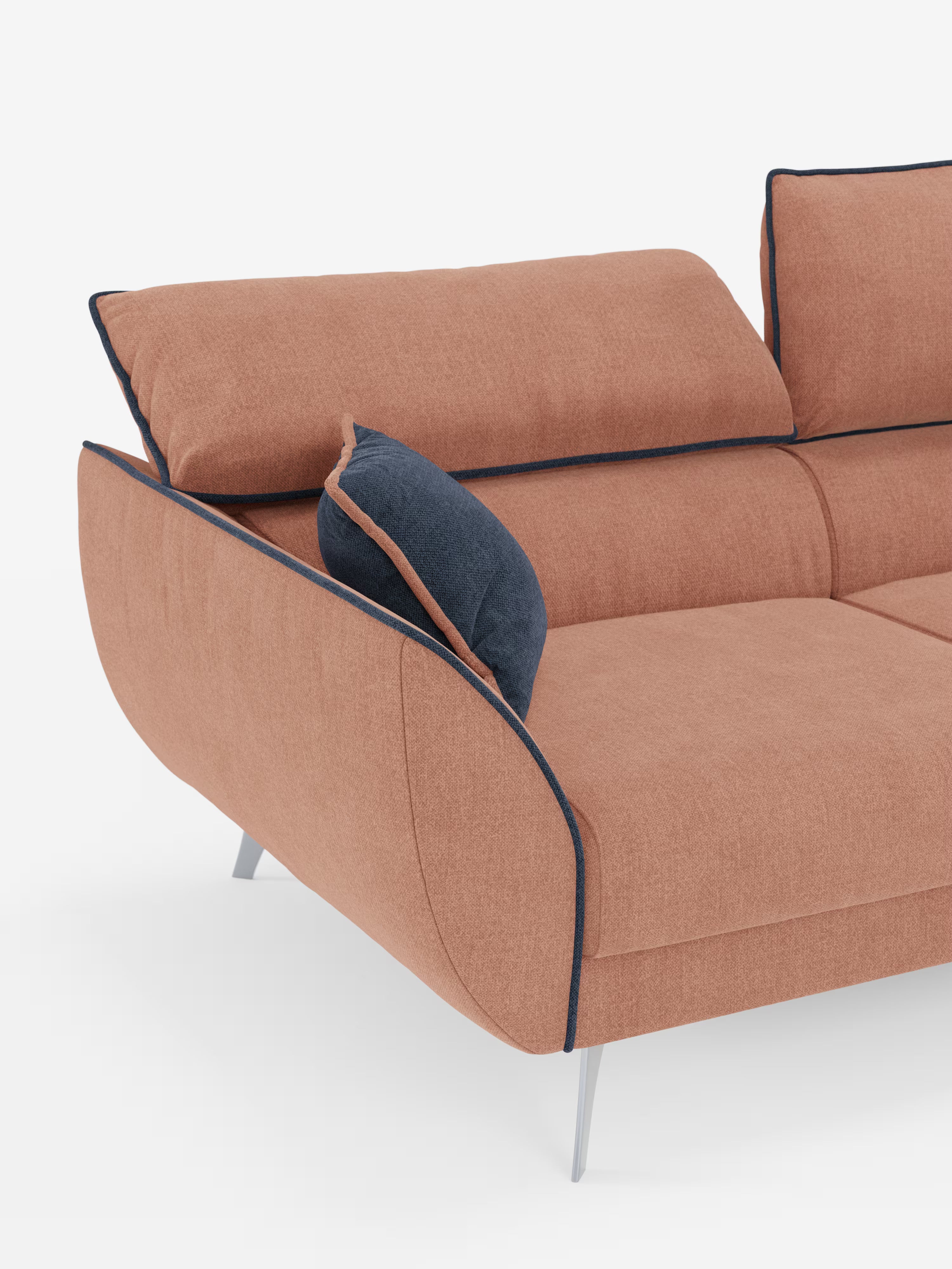 Michelangelo Sofa mit 2 und 3 ausziehbaren Sitzen und verstellbaren Kopfstützen aus abwaschbarem Stoff T23 