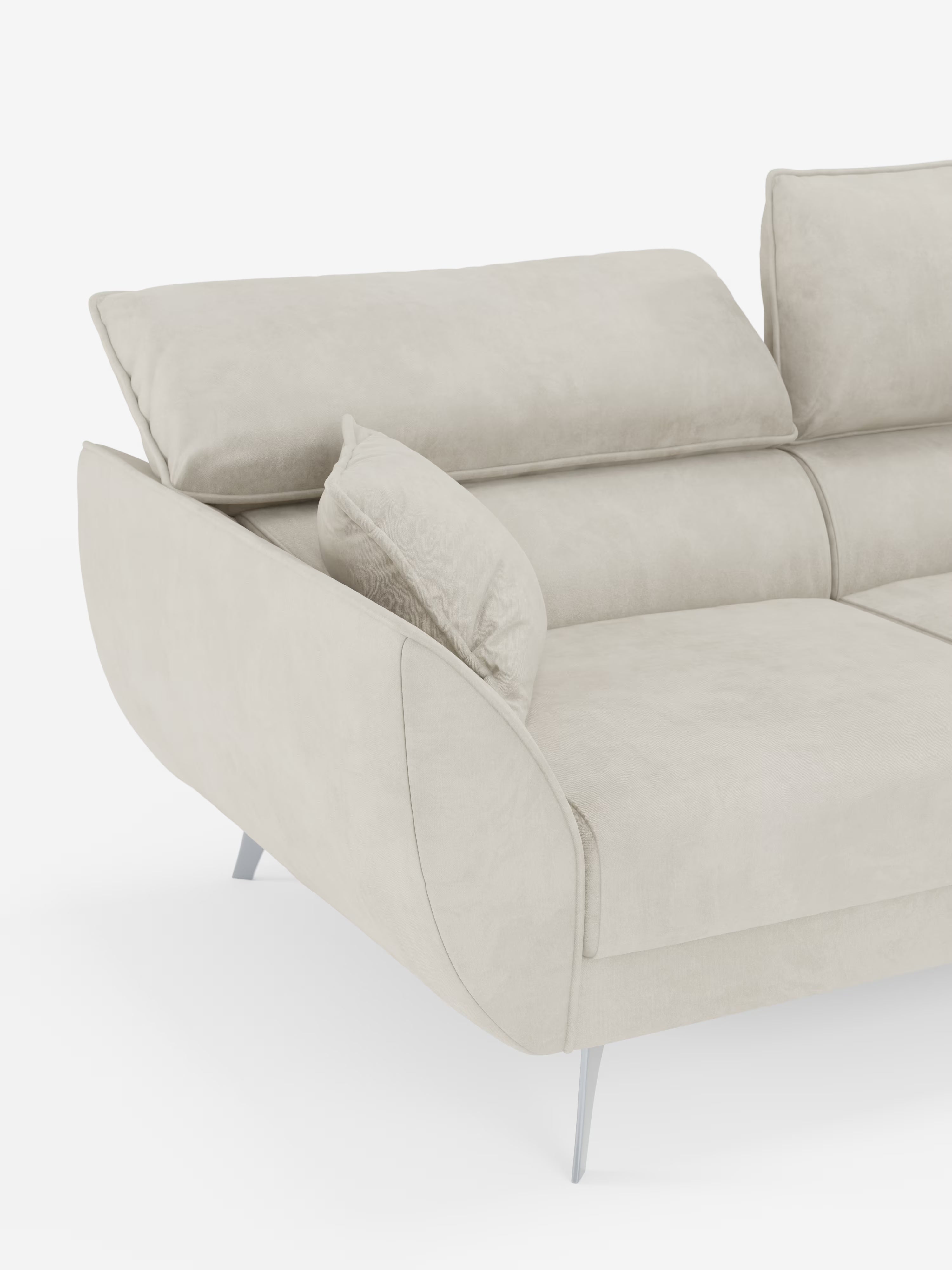 Michelangelo Sofa mit 2 und 3 ausziehbaren Sitzen und verstellbaren Kopfstützen aus abwaschbarem Stoff T30