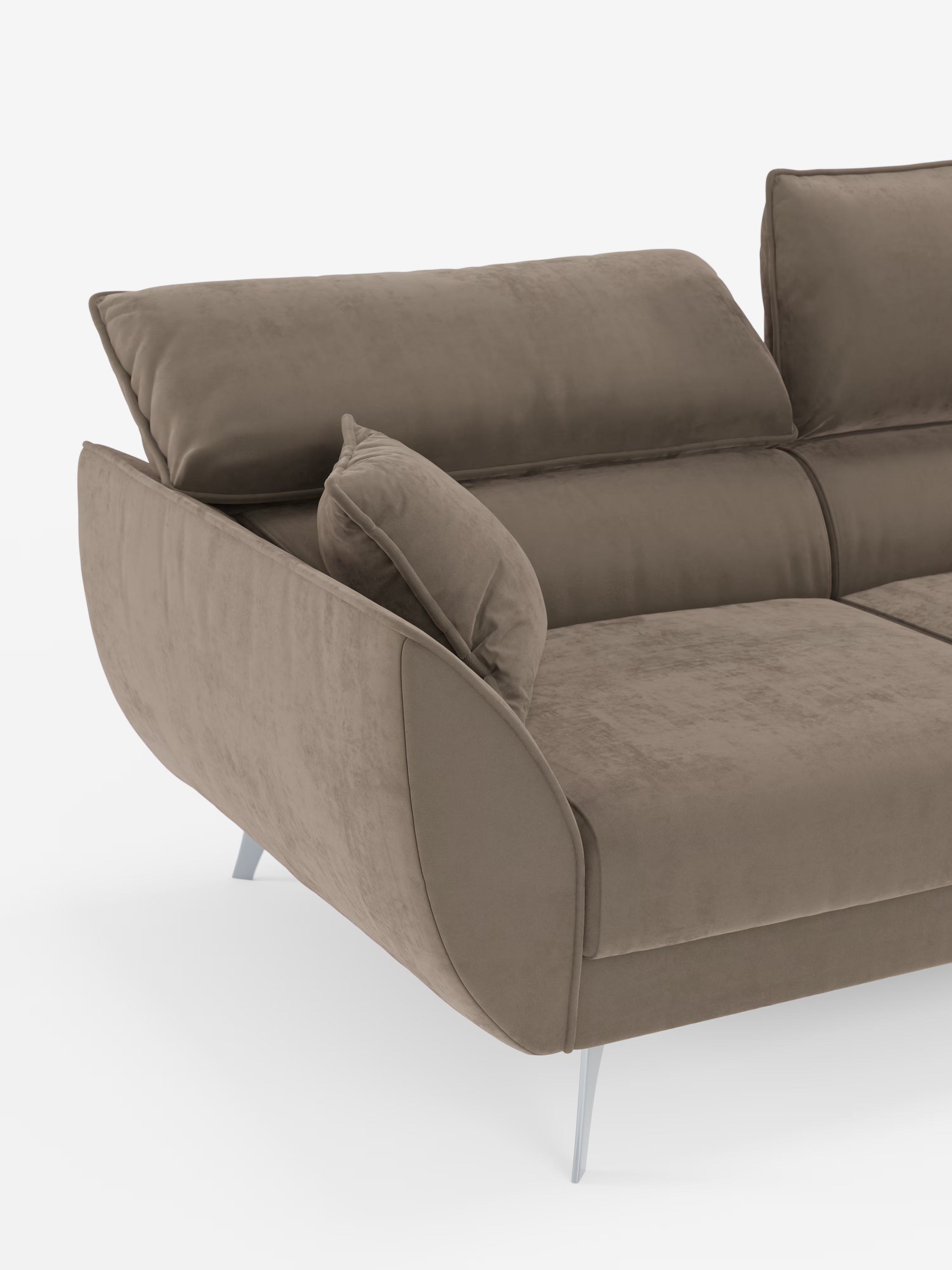 Michelangelo Sofa mit 2 und 3 ausziehbaren Sitzen und verstellbaren Kopfstützen aus abwaschbarem Stoff T30