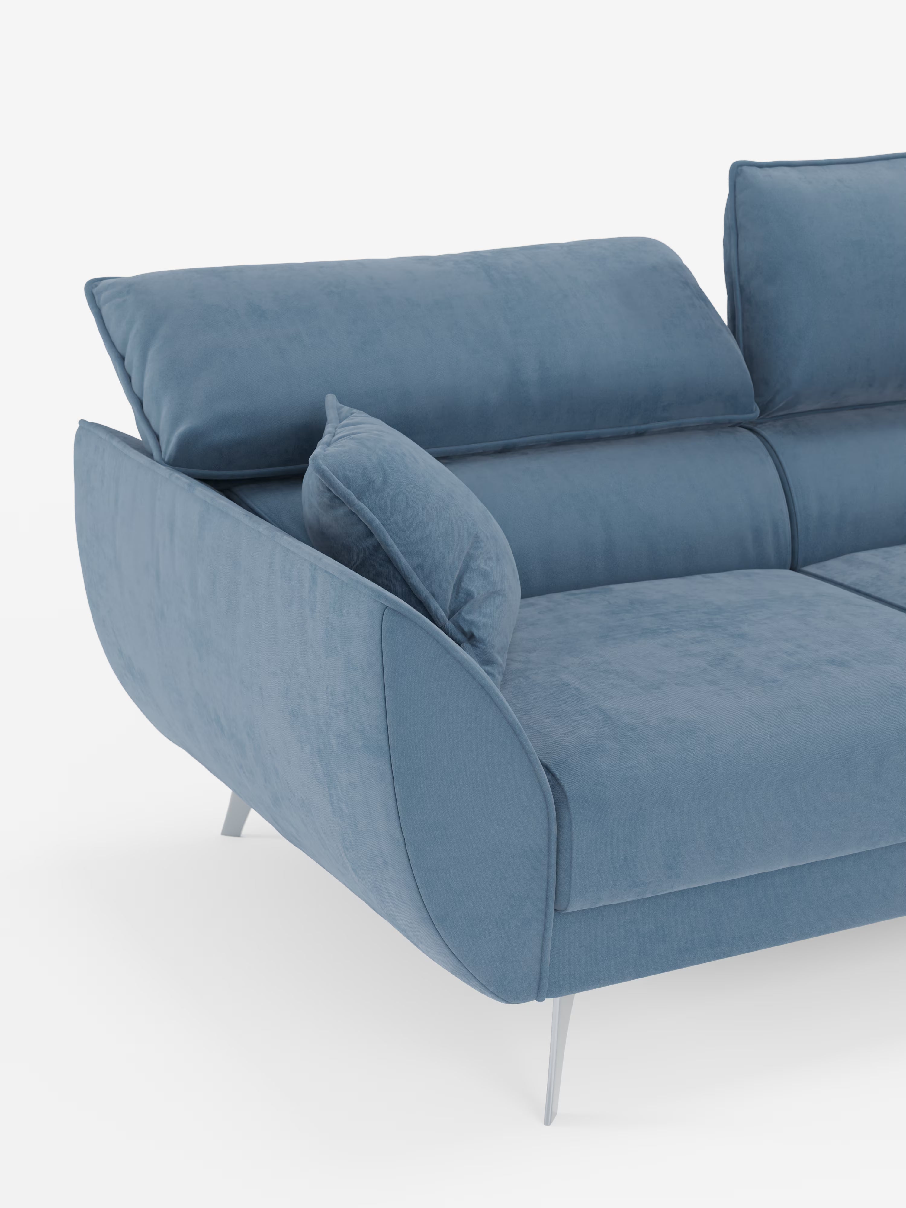 Il divano Michelangelo a 2 e 3 posti di Divani.Store, rivestito in tessuto T30 facile da pulire, è dotato di morbidi cuscini, poggiatesta reclinabile e sedute estensibili per un comfort personalizzabile. Le sue eleganti gambe in metallo e il bracciolo sinistro ricurvo conferiscono un tocco moderno a qualsiasi ambiente, rendendo questo elegante divano una scelta eccellente sia in termini di stile che di funzionalità.