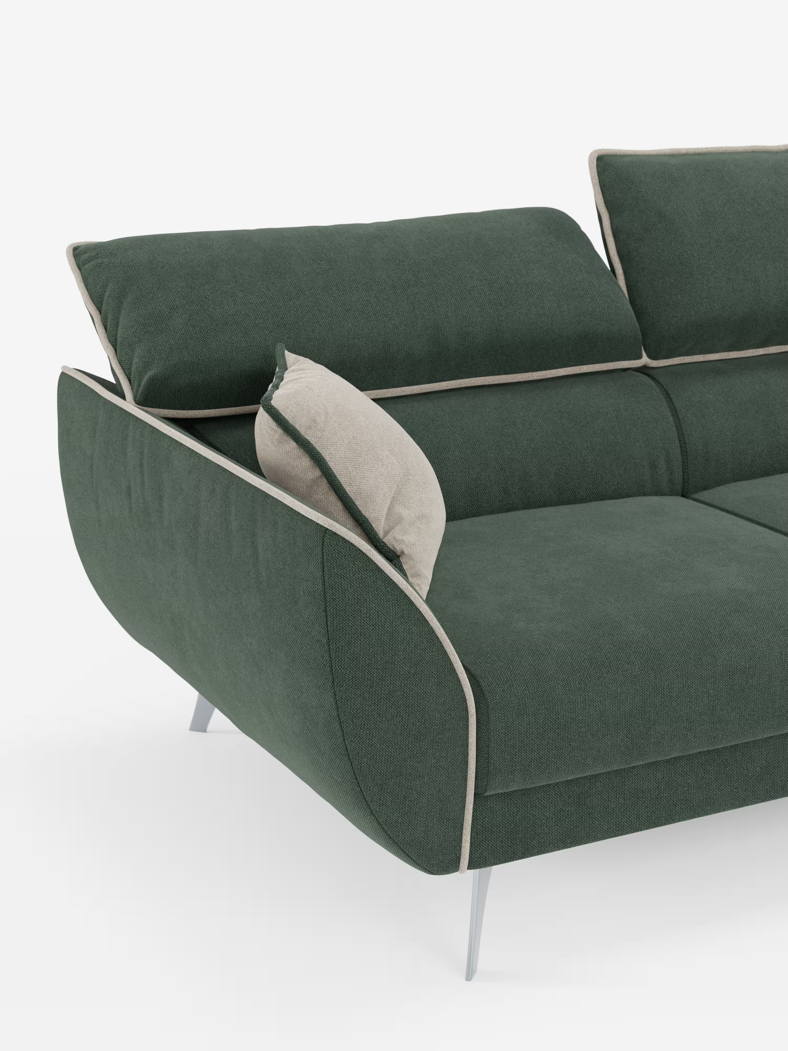 Michelangelo Ecksofa Zweifarbiges mit Chaise Longue und verschiebbaren Sitzen - verstellbaren Kopfstützen aus abwaschbarem Stoff T23