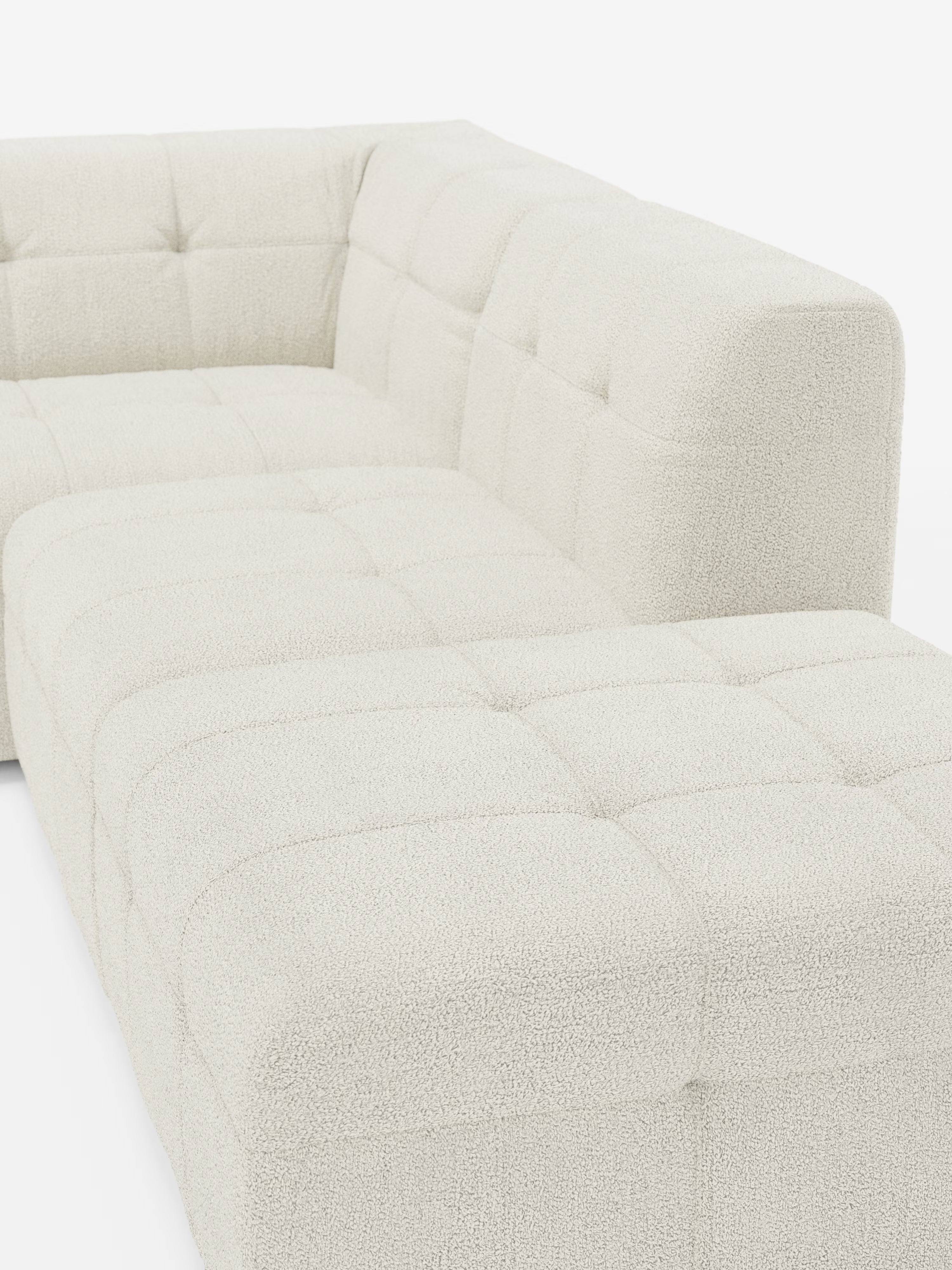 Mosaic – modulares Ecksofa aus Bouclé: mit Kapitonné-Verarbeitung und Design aus fleckenabweisendem Stoff T21