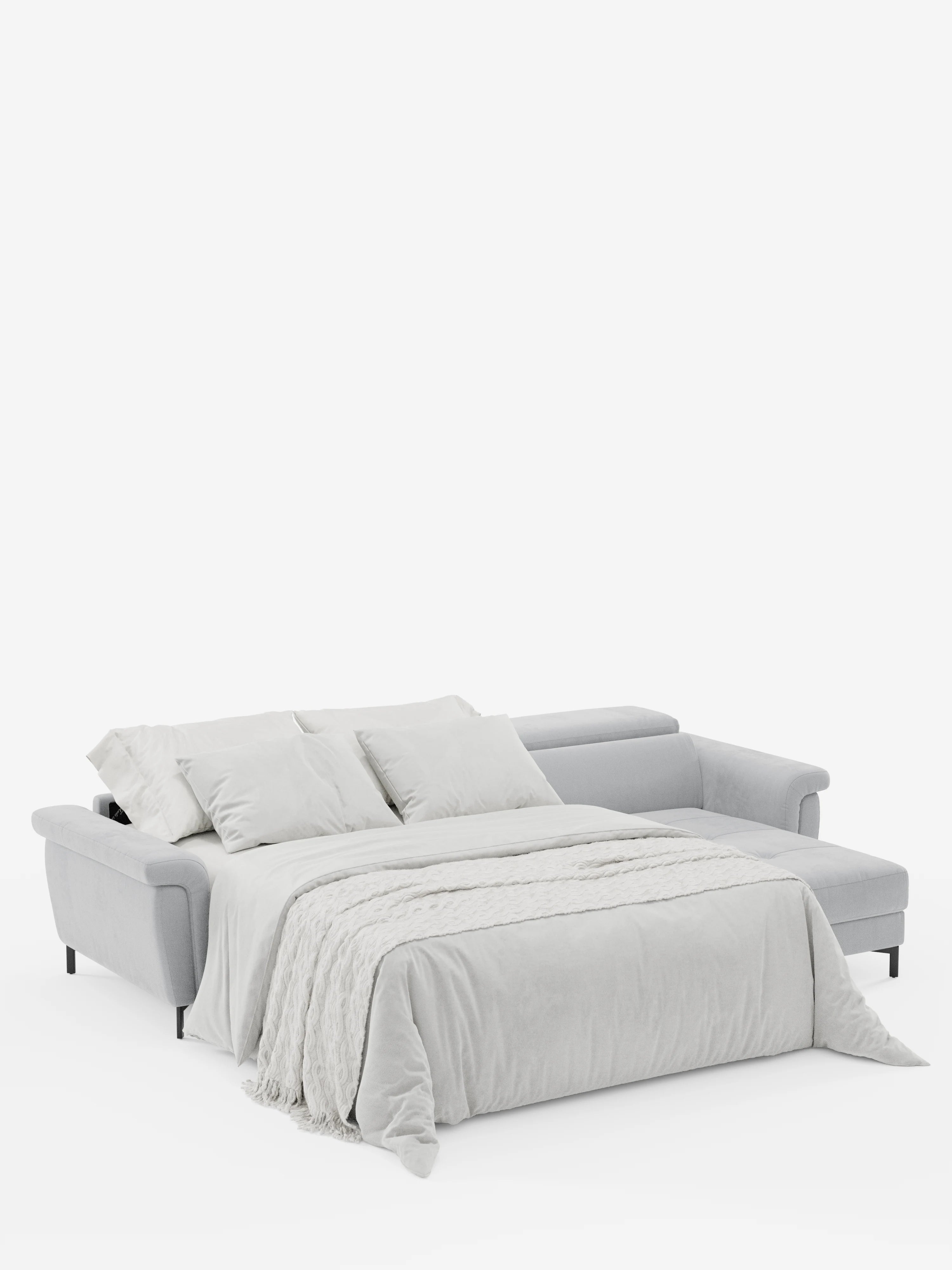Capri Divano letto angolare con penisola contenitore e poggiatesta reclinabili - elegante tessuto smacchiabile T30