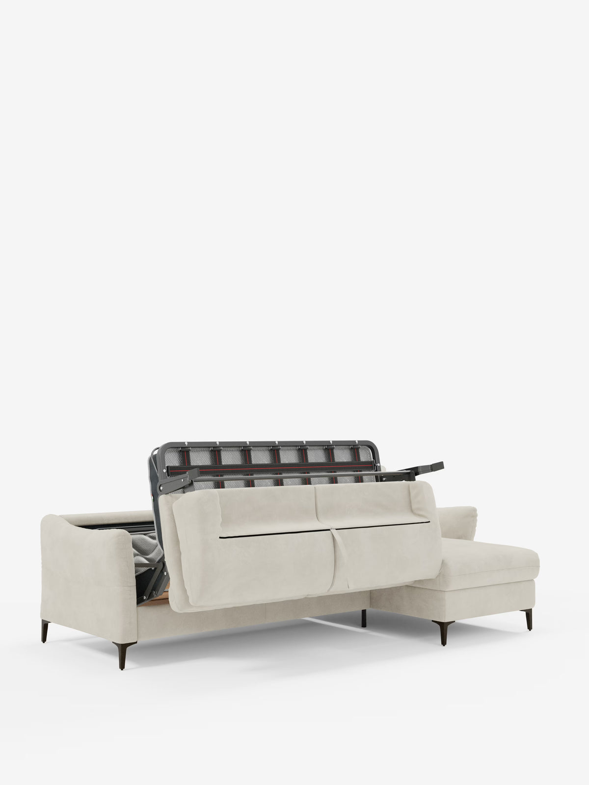 Dalia schlafsofa mit Chaiselongue mit Stauraum und Matratze 18 cm hoch – hohe Füße und fleckenabweisender Stoff T30