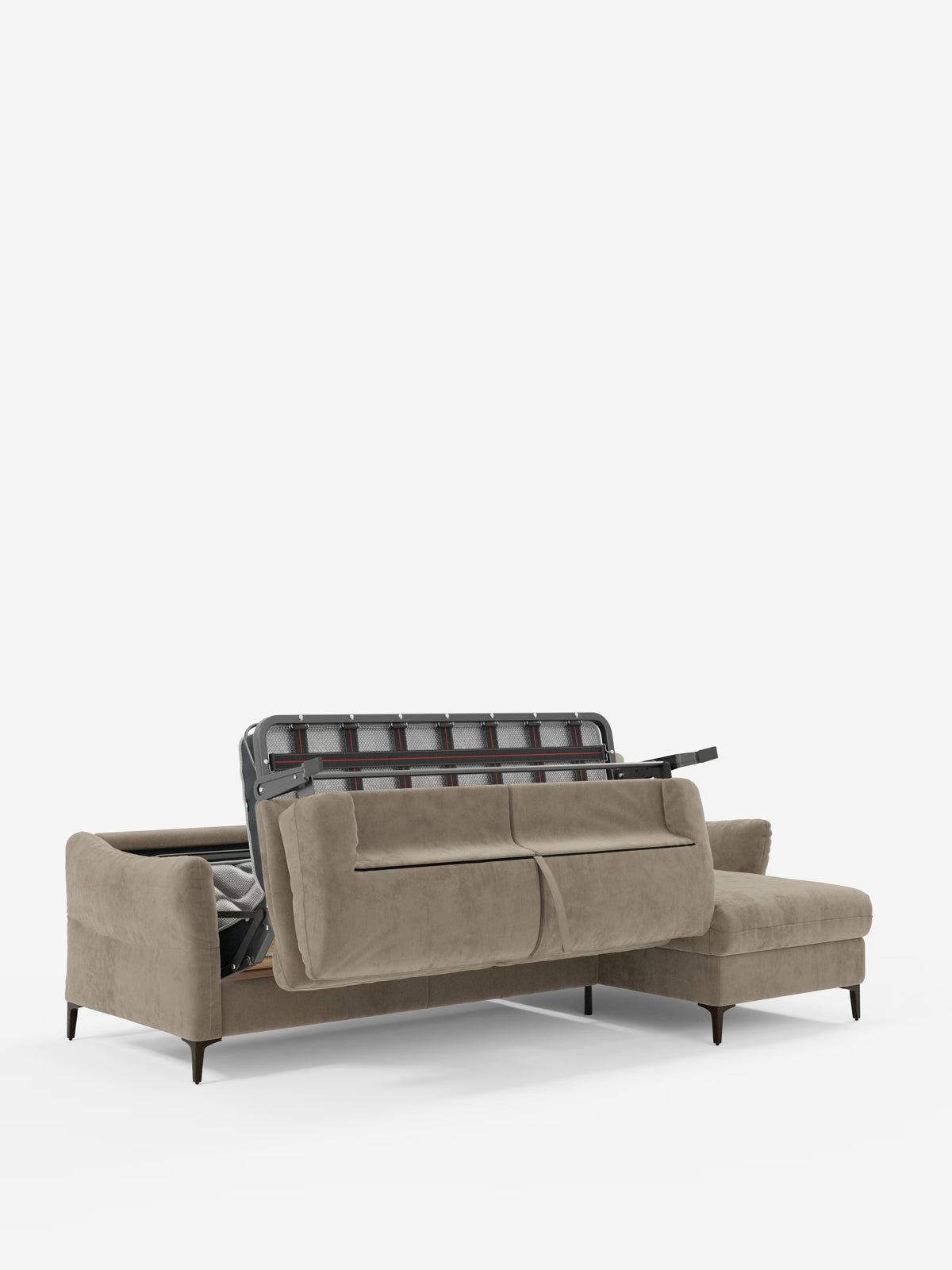 Dalia schlafsofa mit Chaiselongue mit Stauraum und Matratze 18 cm hoch – hohe Füße und fleckenabweisender Stoff T30
