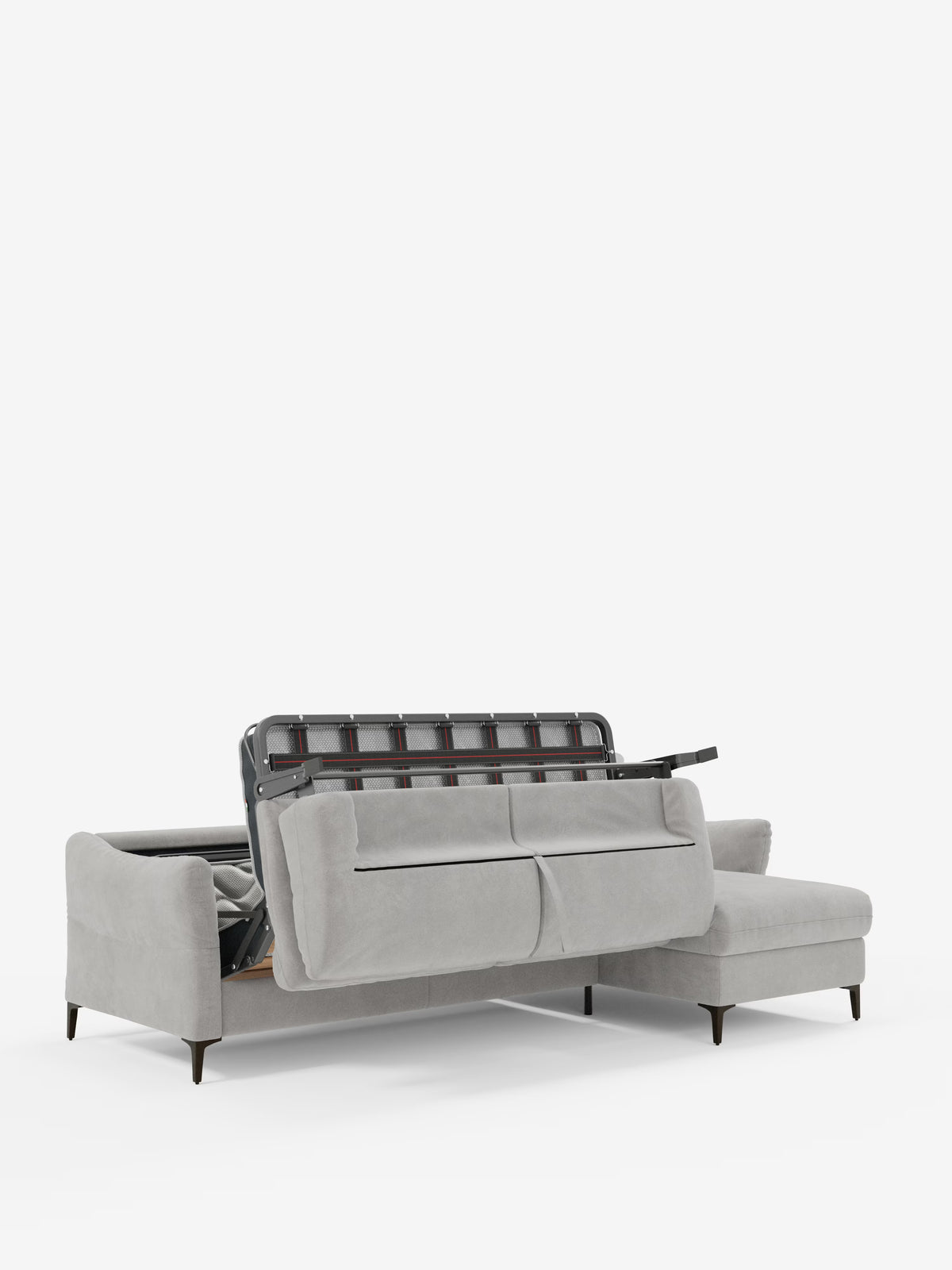 Dalia schlafsofa mit Chaiselongue mit Stauraum und Matratze 18 cm hoch – hohe Füße und fleckenabweisender Stoff T30