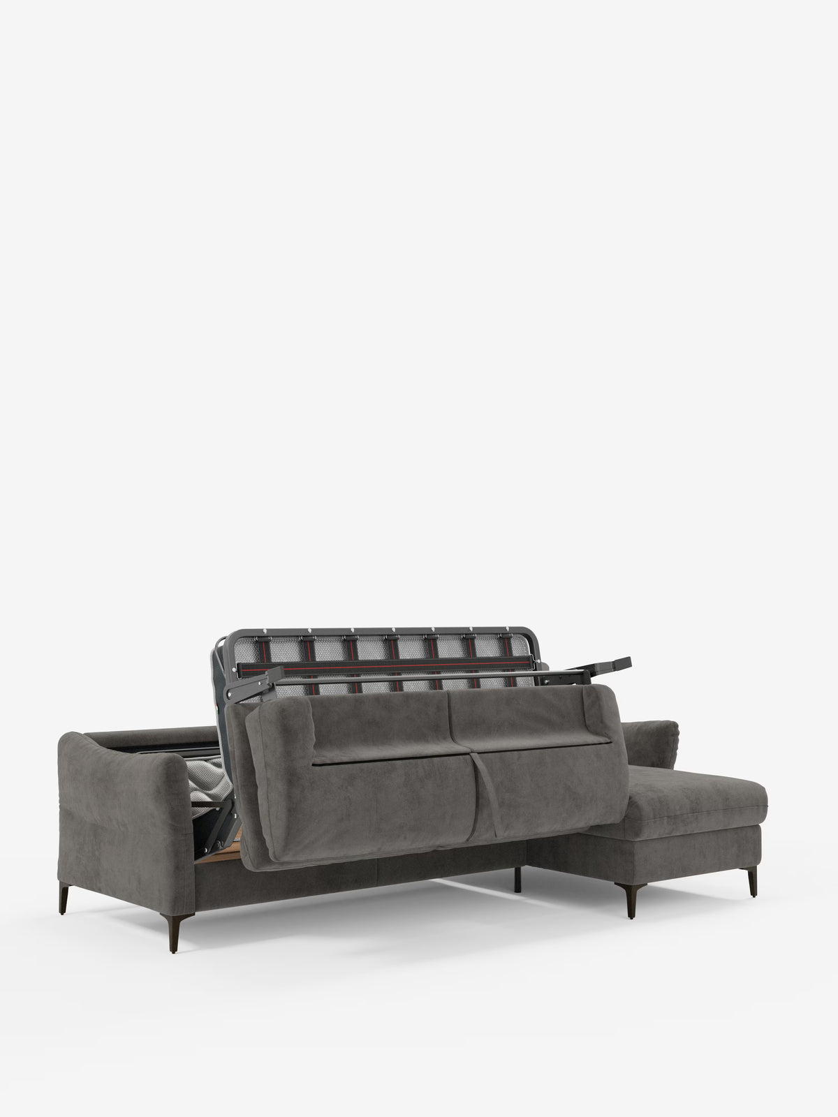 Dalia schlafsofa mit Chaiselongue mit Stauraum und Matratze 18 cm hoch – hohe Füße und fleckenabweisender Stoff T30