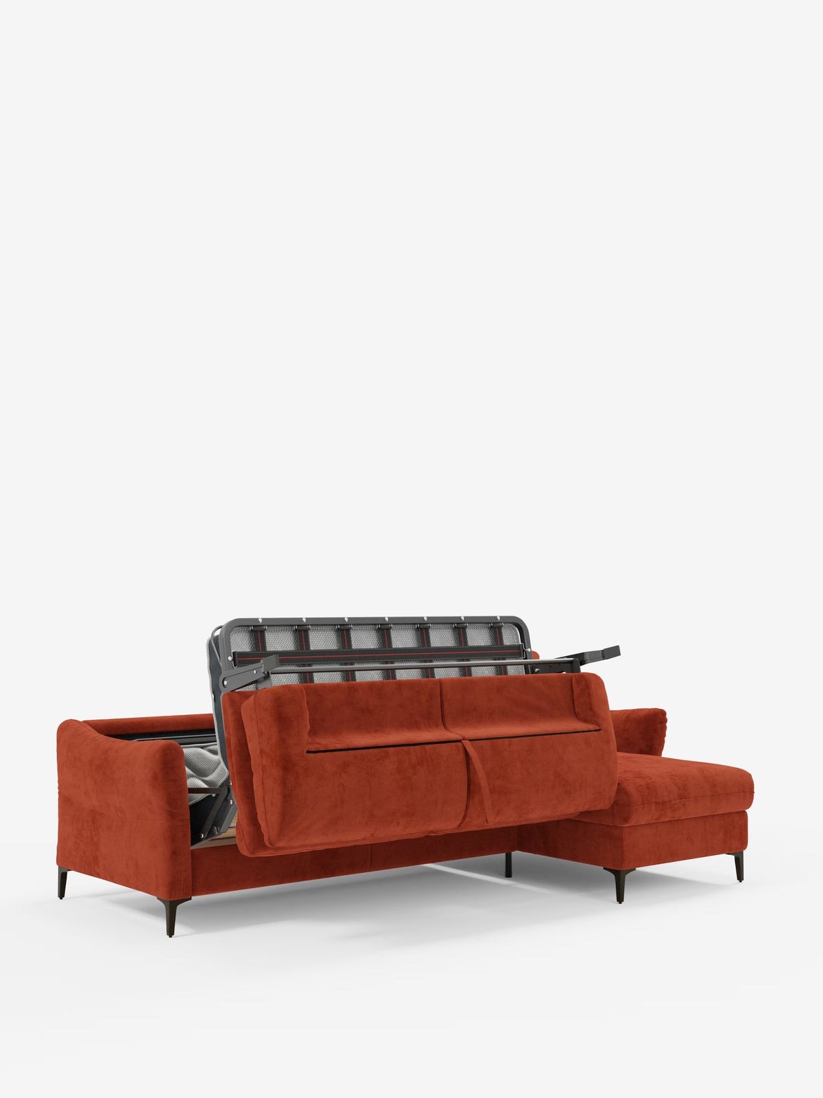 Dalia schlafsofa mit Chaiselongue mit Stauraum und Matratze 18 cm hoch – hohe Füße und fleckenabweisender Stoff T30