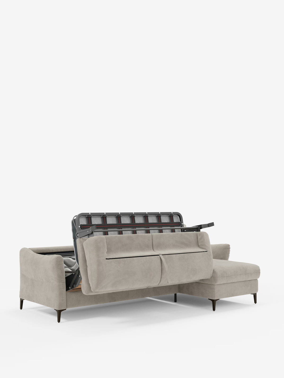 Dalia schlafsofa mit Chaiselongue mit Stauraum und Matratze 18 cm hoch – hohe Füße und fleckenabweisender Stoff T30