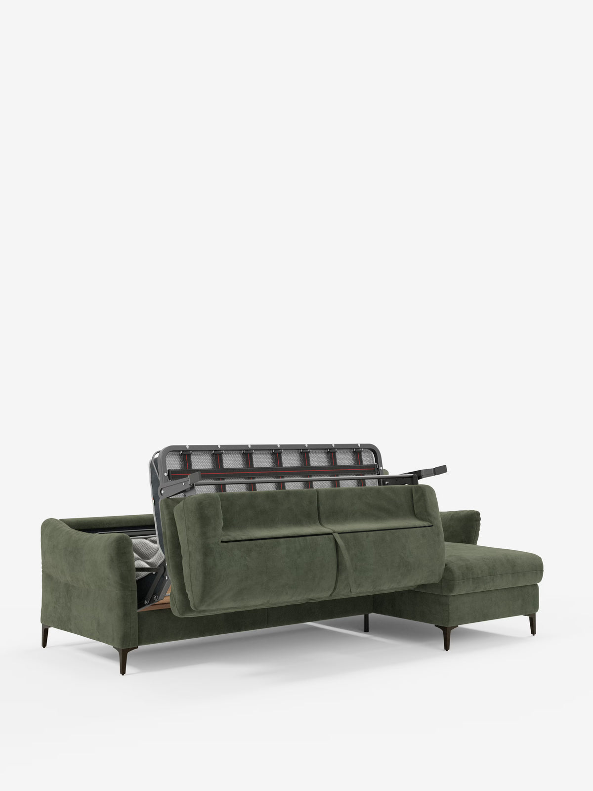 Dalia schlafsofa mit Chaiselongue mit Stauraum und Matratze 18 cm hoch – hohe Füße und fleckenabweisender Stoff T30