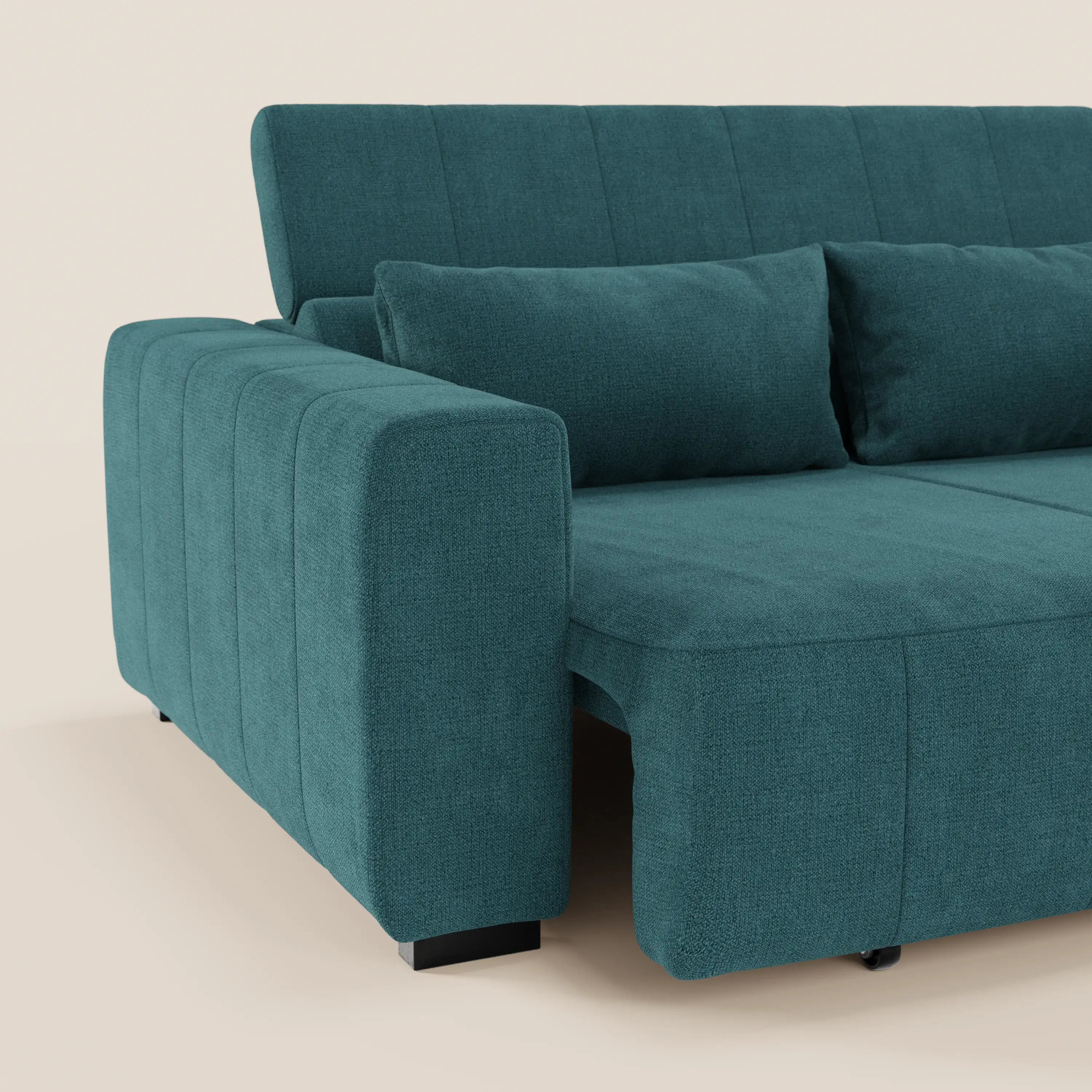 Doric Divano angolare con penisola e sedute allungabili con relax elettrico - poggiatesta reclinabili in tessuto smacchiabile T23
