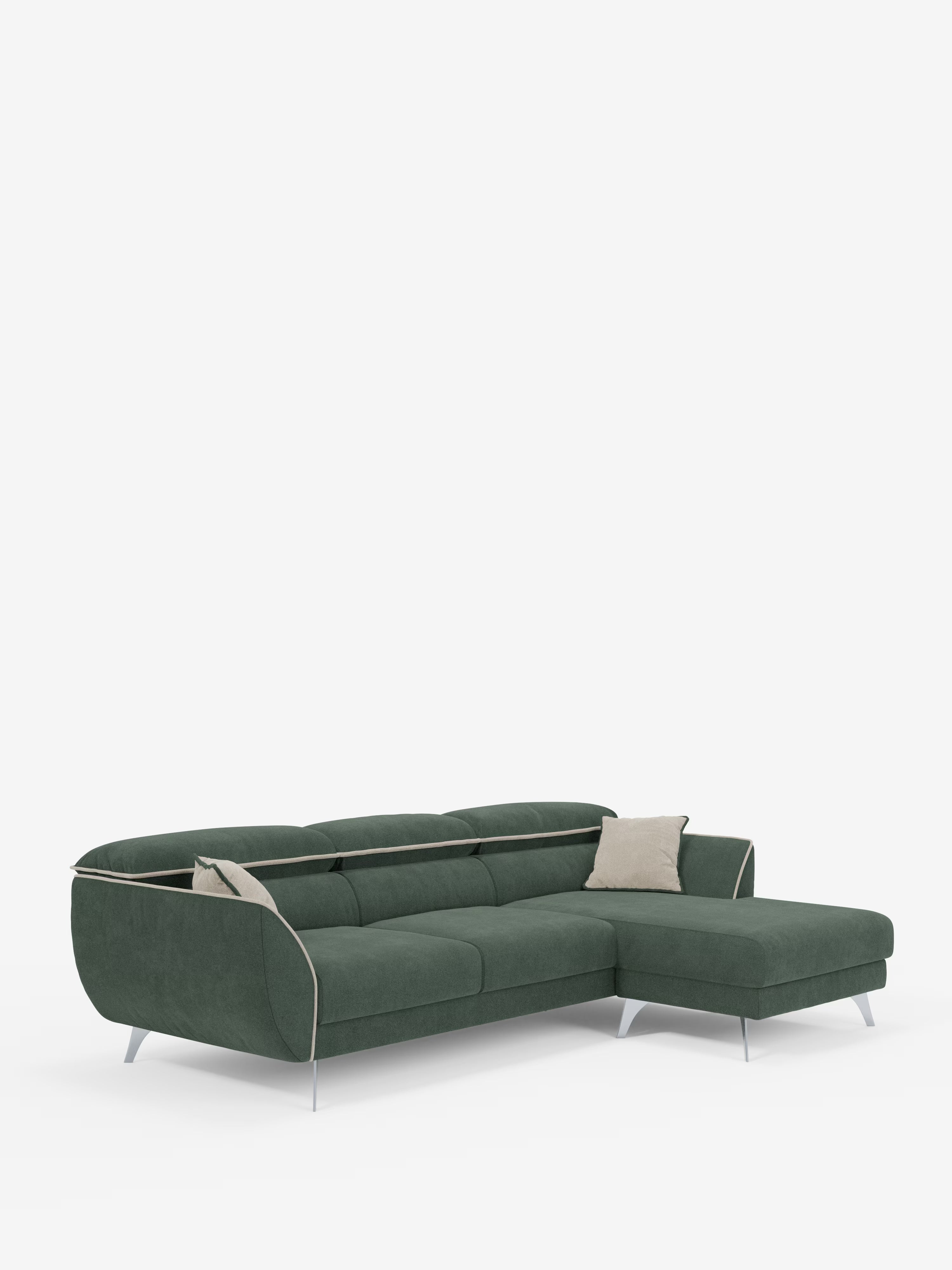 Michelangelo Ecksofa Zweifarbiges mit Chaise Longue und verschiebbaren Sitzen - verstellbaren Kopfstützen aus abwaschbarem Stoff T23