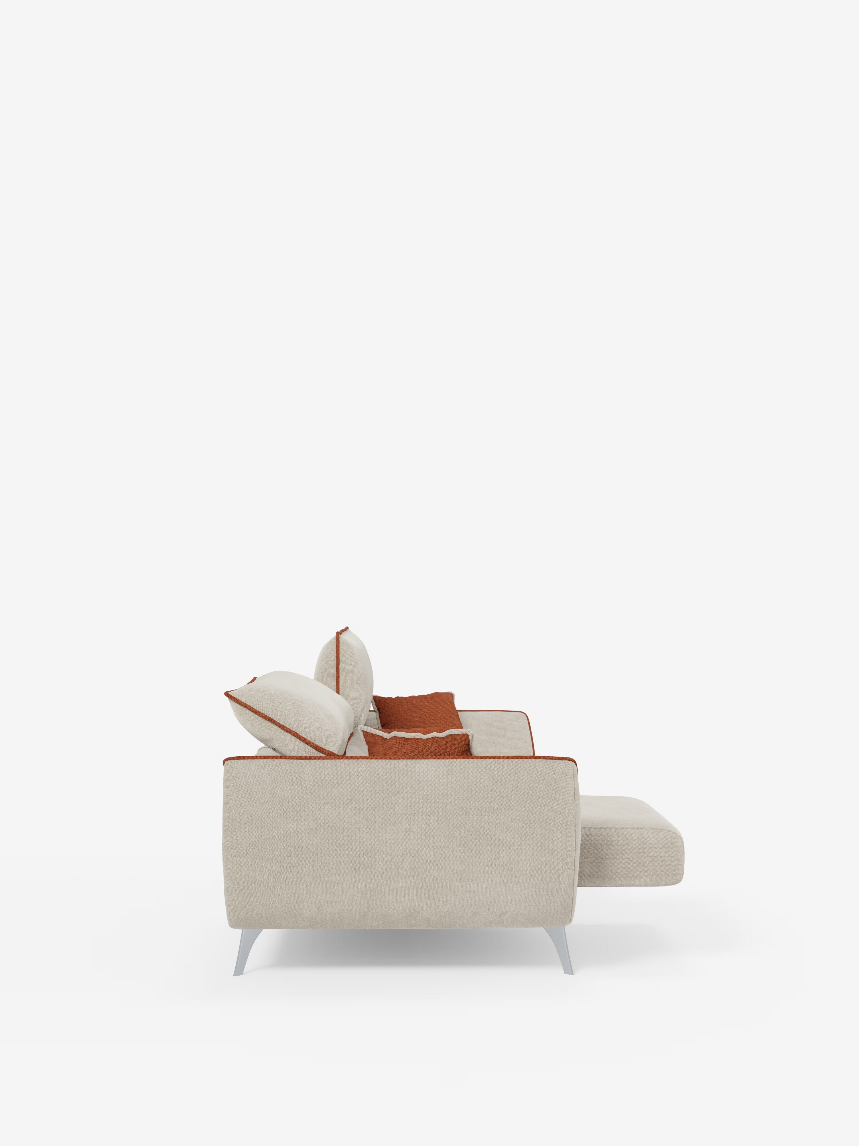 Michelangelo Sofa mit 2 und 3 ausziehbaren Sitzen und verstellbaren Kopfstützen aus abwaschbarem Stoff T23 