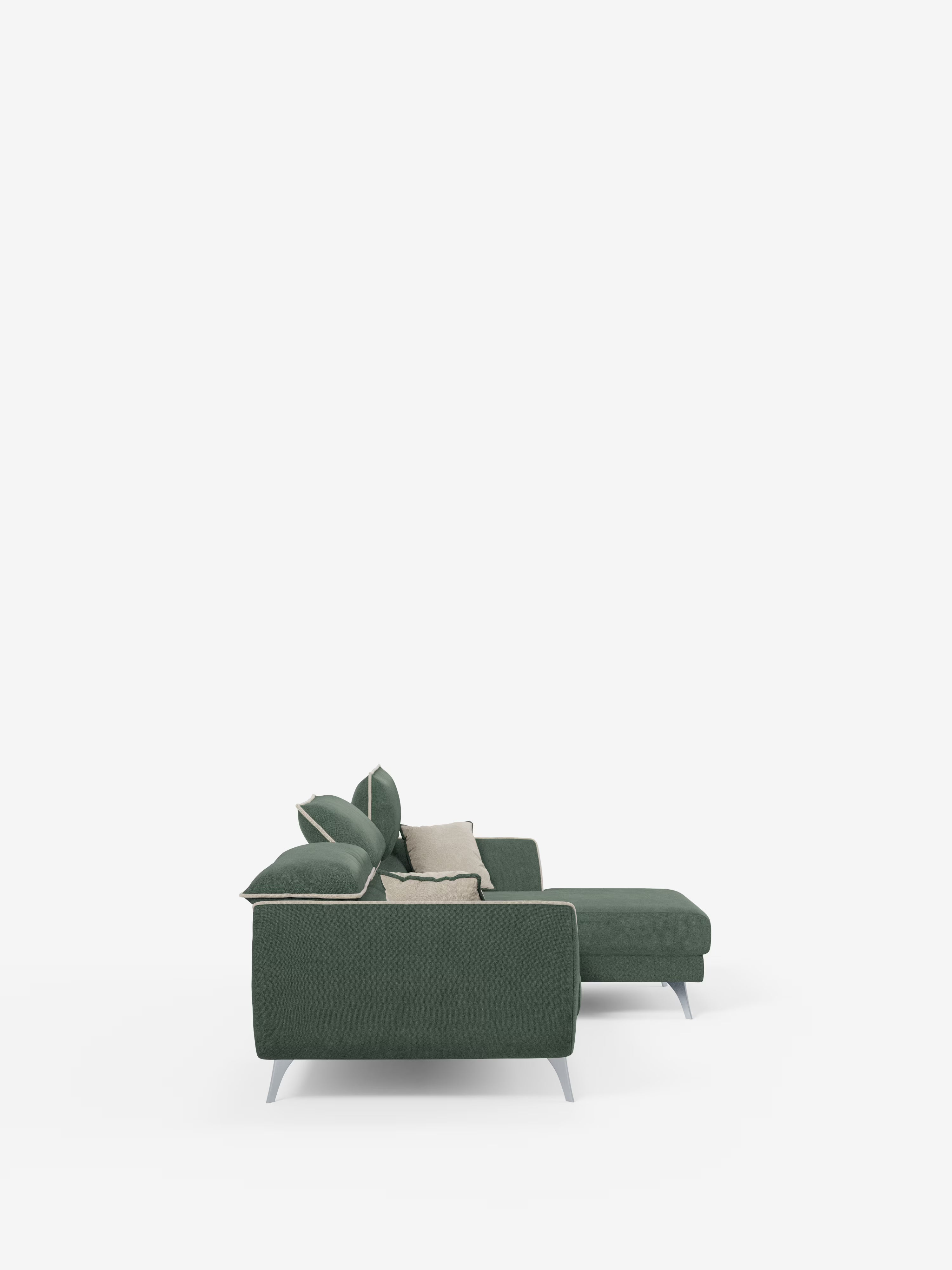 Michelangelo Ecksofa Zweifarbiges mit Chaise Longue und verschiebbaren Sitzen - verstellbaren Kopfstützen aus abwaschbarem Stoff T23