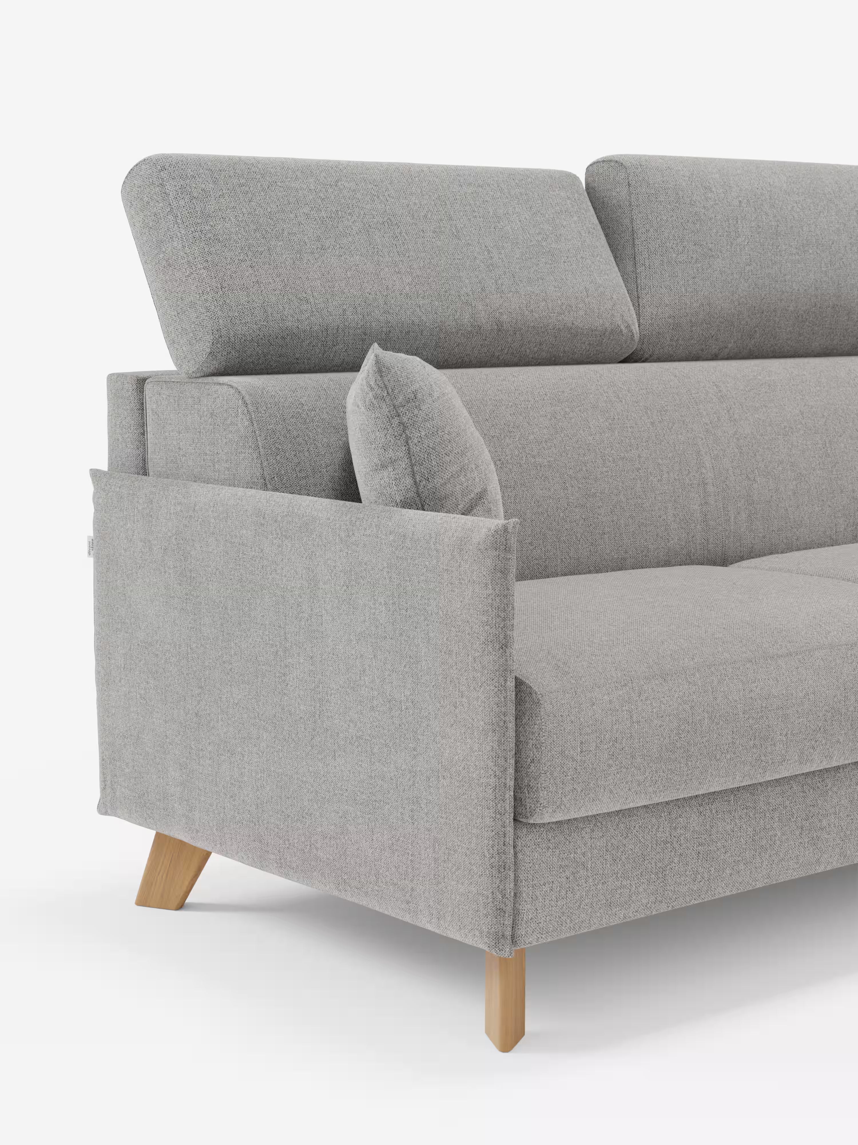 Sole Ecksofa mit Schlaffunktion mit Matratze Stauraum-Halbinsel und verstellbaren Kopfstützen – fleckenabweisender Stoff T23