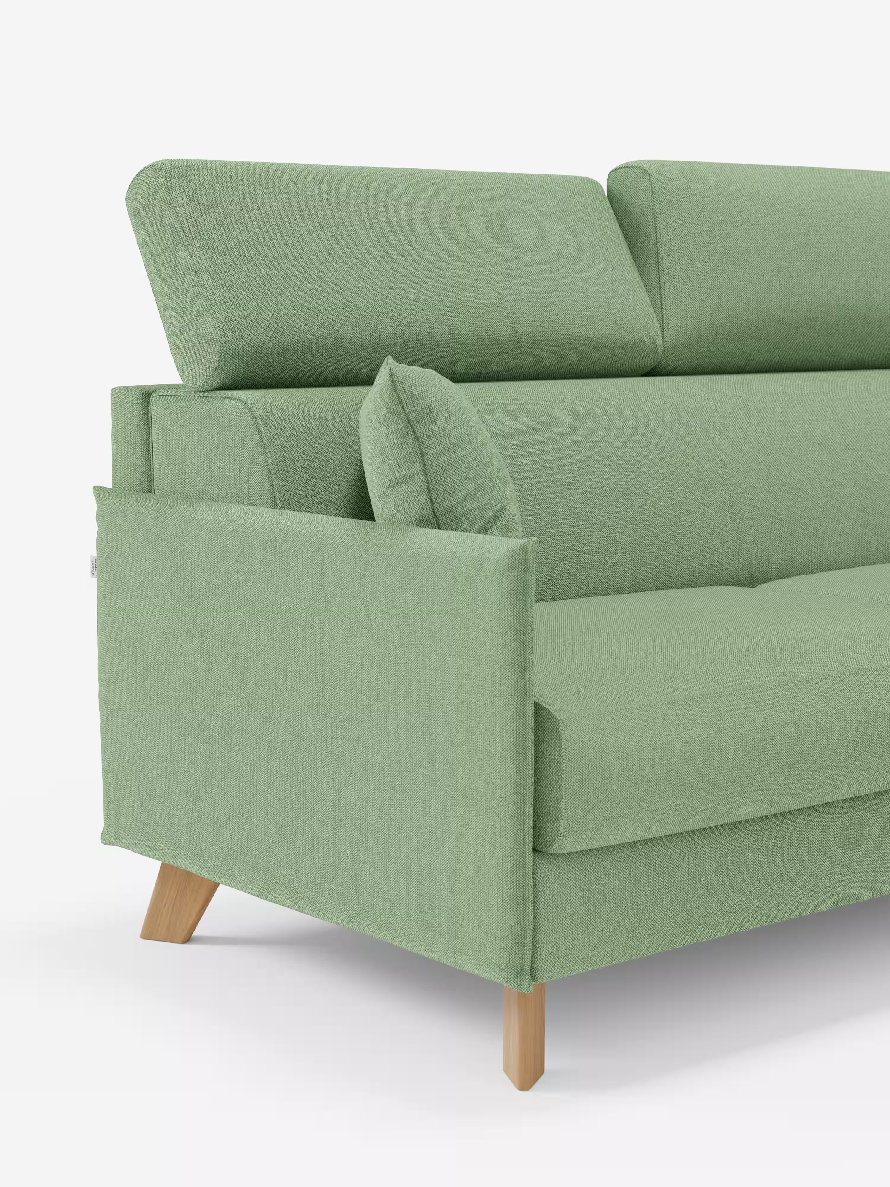 Sole Ecksofa mit Schlaffunktion mit Matratze Stauraum-Halbinsel und verstellbaren Kopfstützen – fleckenabweisender Stoff T23