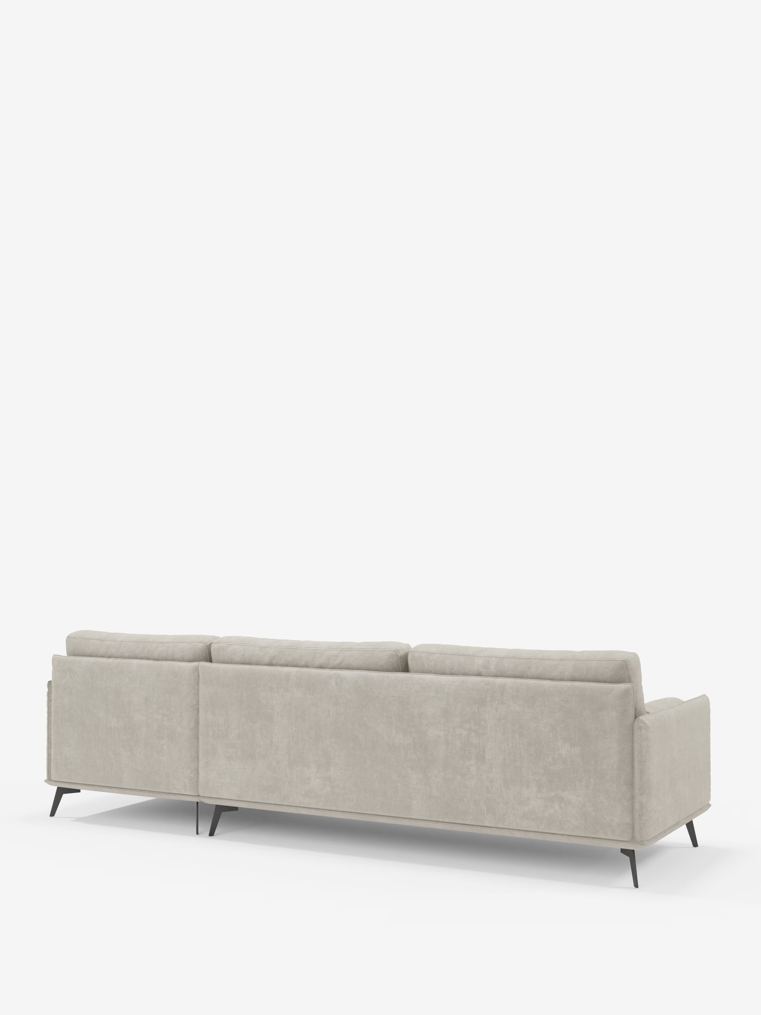 Basalto – Modernes Ecksofa mit Halbinsel– Metallgestell und daunenkissenmit fleckenabweisendem Bezug T31