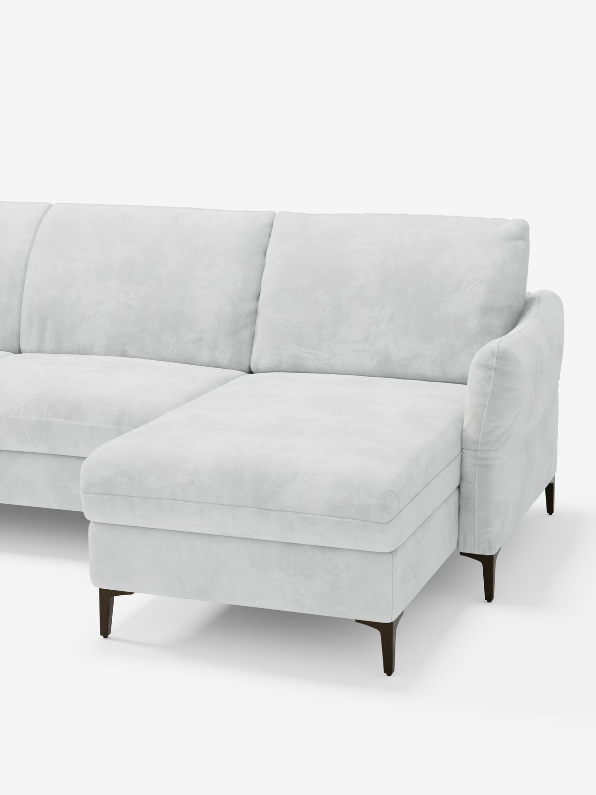 Dalia schlafsofa mit Chaiselongue mit Stauraum und Matratze 18 cm hoch – hohe Füße und fleckenabweisender Stoff T30