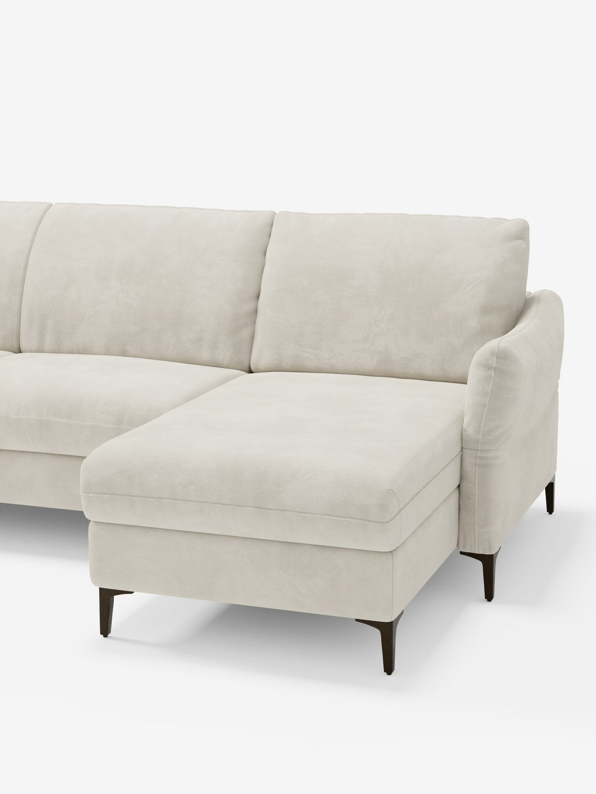 Dalia schlafsofa mit Chaiselongue mit Stauraum und Matratze 18 cm hoch – hohe Füße und fleckenabweisender Stoff T30