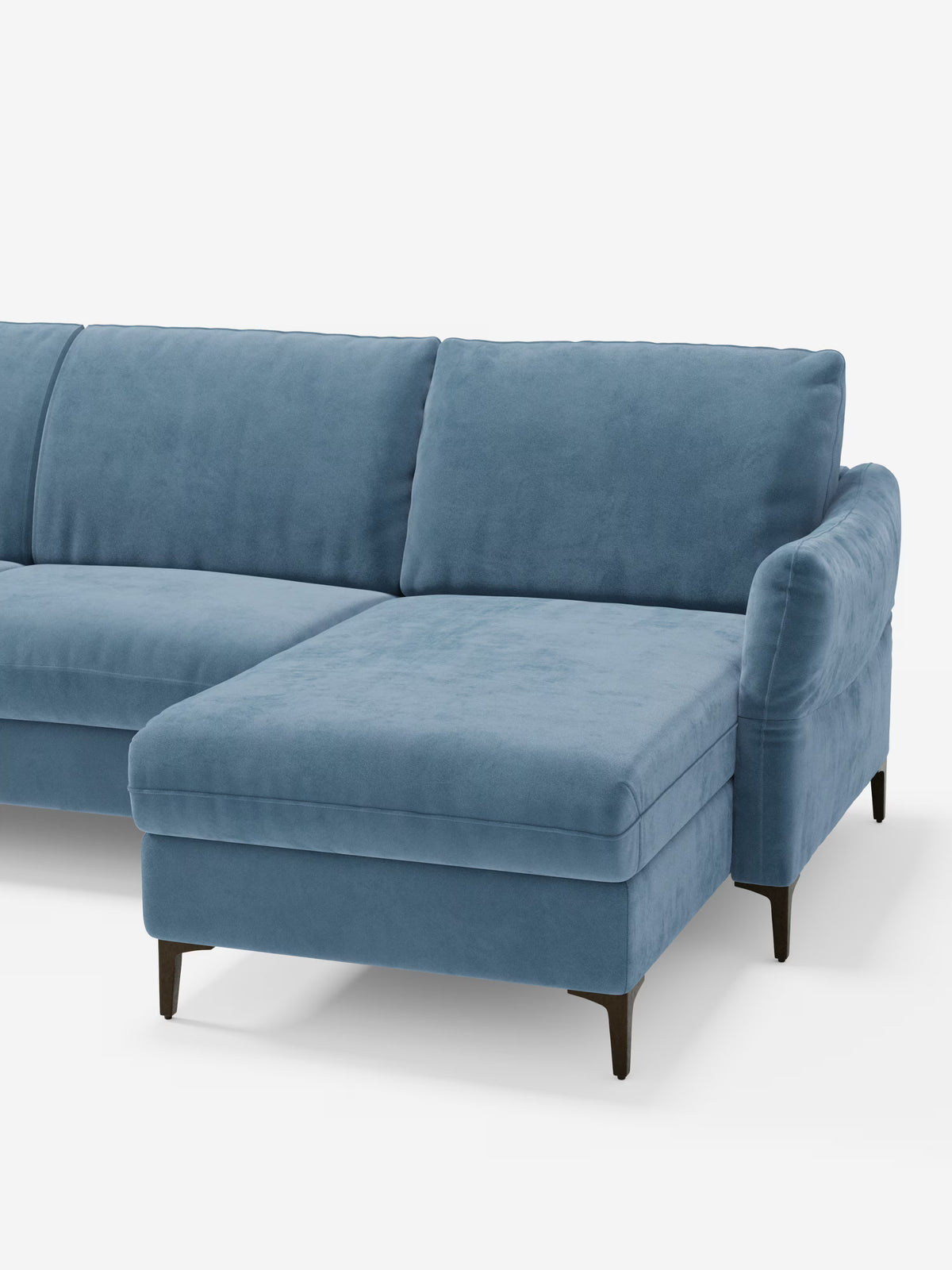 Dalia schlafsofa mit Chaiselongue mit Stauraum und Matratze 18 cm hoch – hohe Füße und fleckenabweisender Stoff T30
