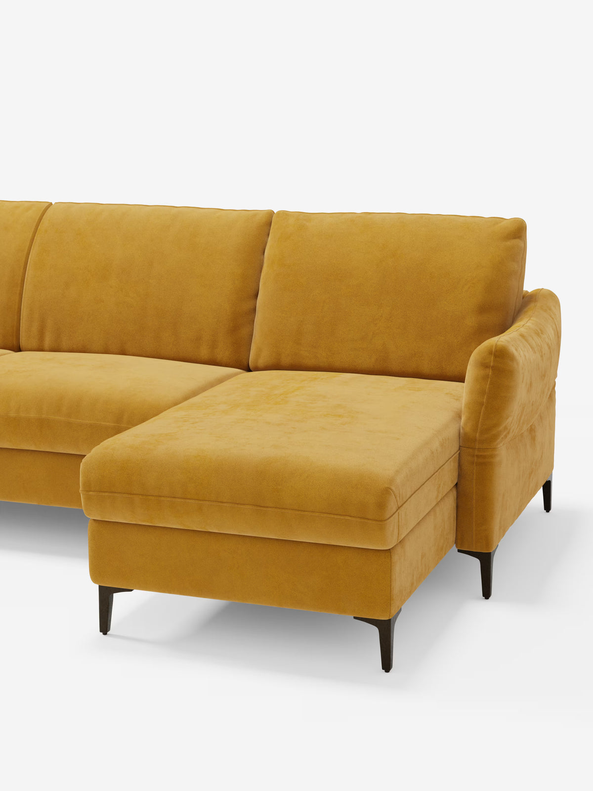 Dalia schlafsofa mit Chaiselongue mit Stauraum und Matratze 18 cm hoch – hohe Füße und fleckenabweisender Stoff T30
