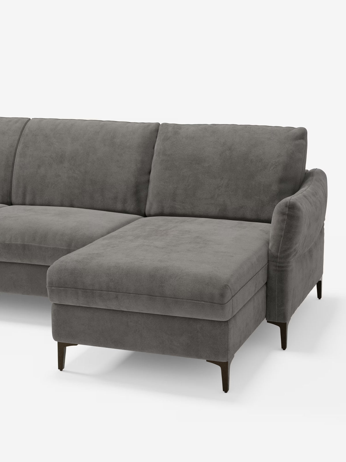 Dalia schlafsofa mit Chaiselongue mit Stauraum und Matratze 18 cm hoch – hohe Füße und fleckenabweisender Stoff T30