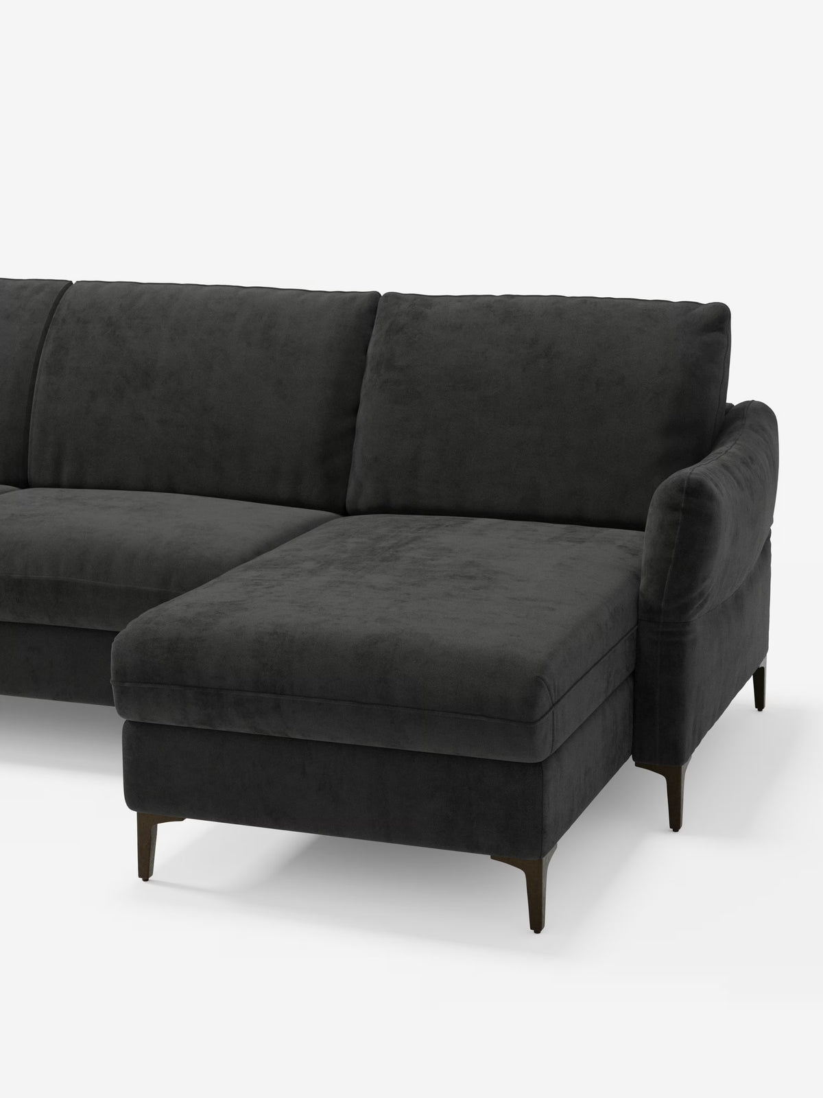Dalia schlafsofa mit Chaiselongue mit Stauraum und Matratze 18 cm hoch – hohe Füße und fleckenabweisender Stoff T30