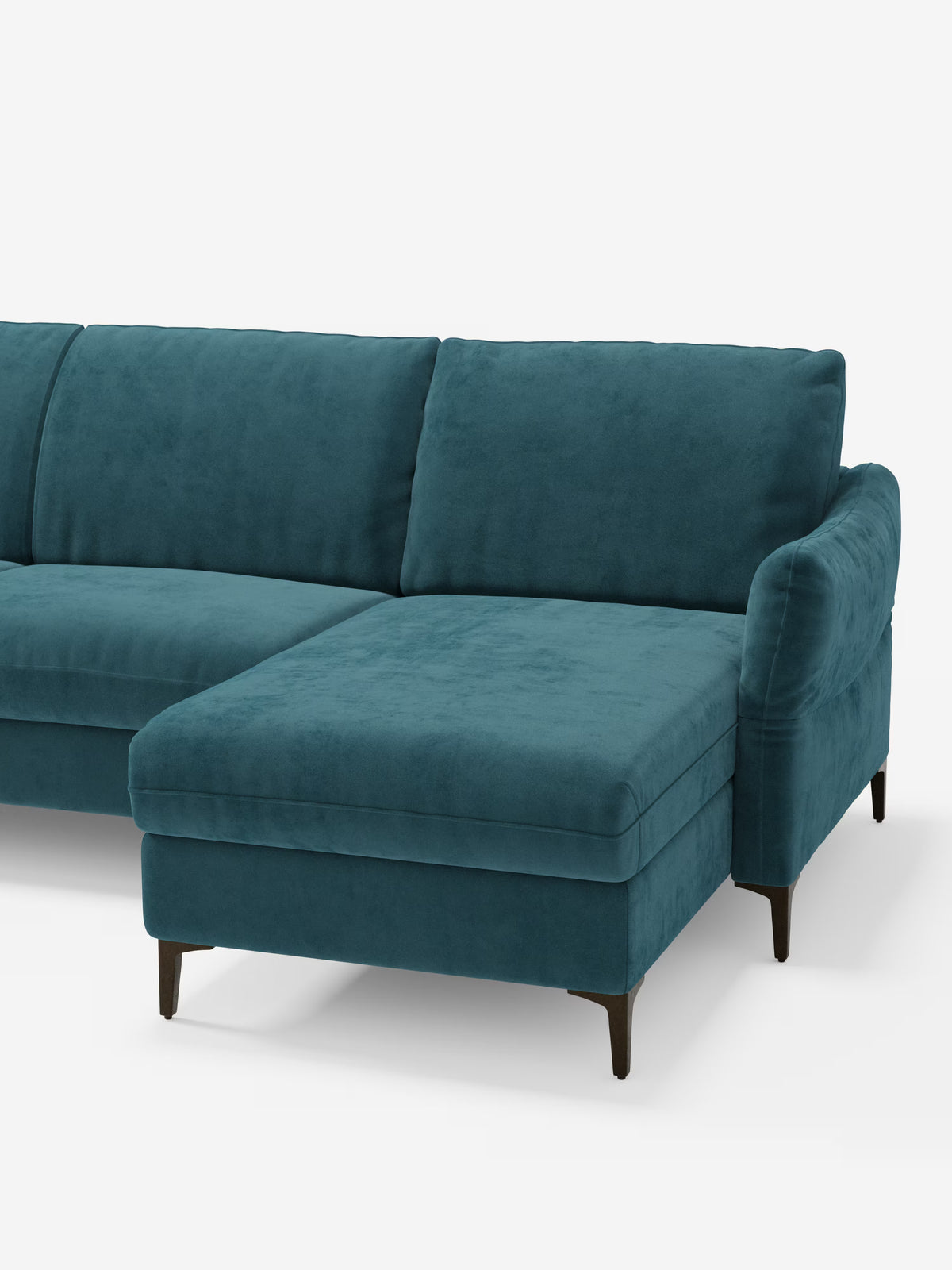 Dalia schlafsofa mit Chaiselongue mit Stauraum und Matratze 18 cm hoch – hohe Füße und fleckenabweisender Stoff T30