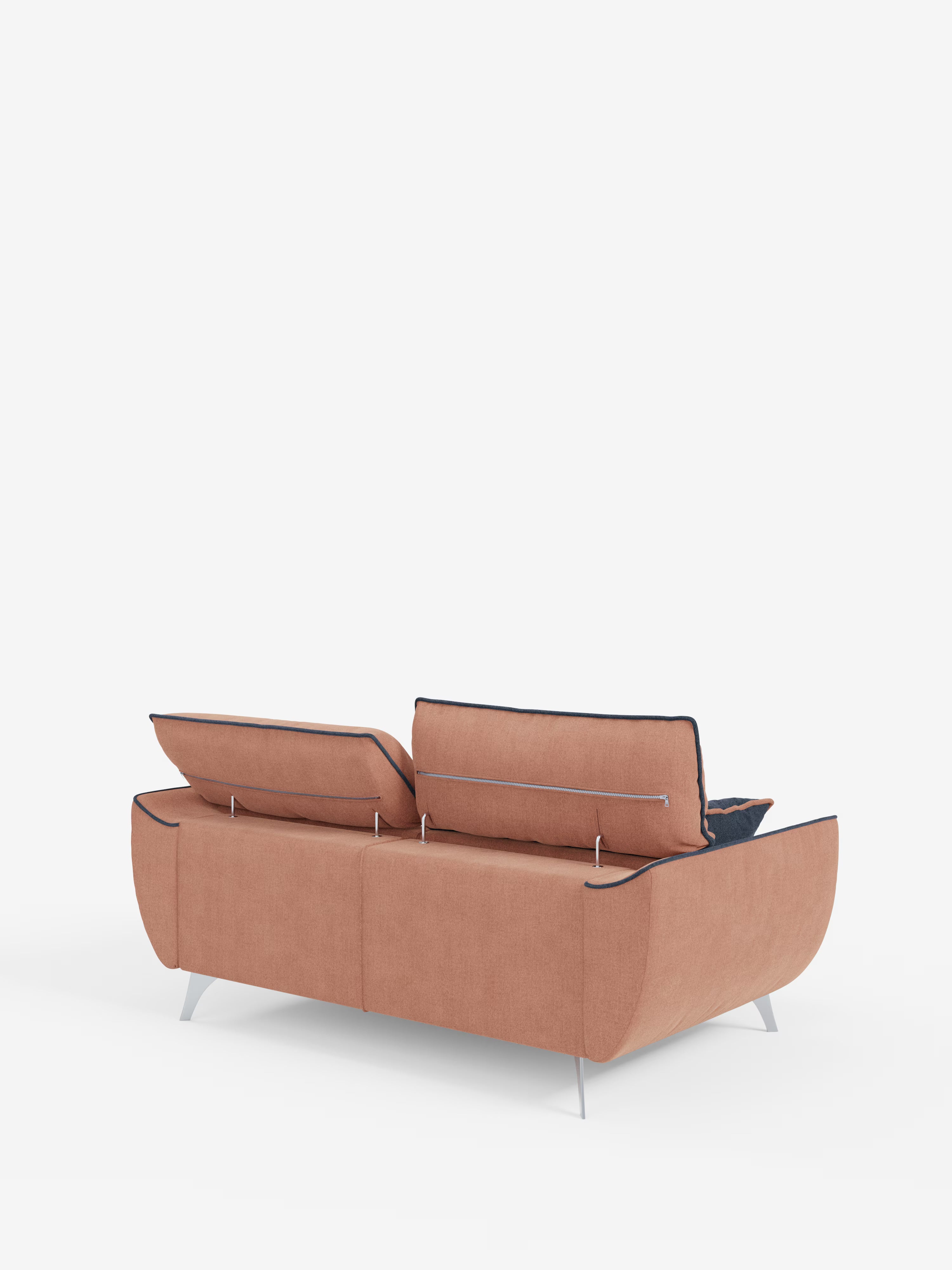 Michelangelo Sofa mit 2 und 3 ausziehbaren Sitzen und verstellbaren Kopfstützen aus abwaschbarem Stoff T23 