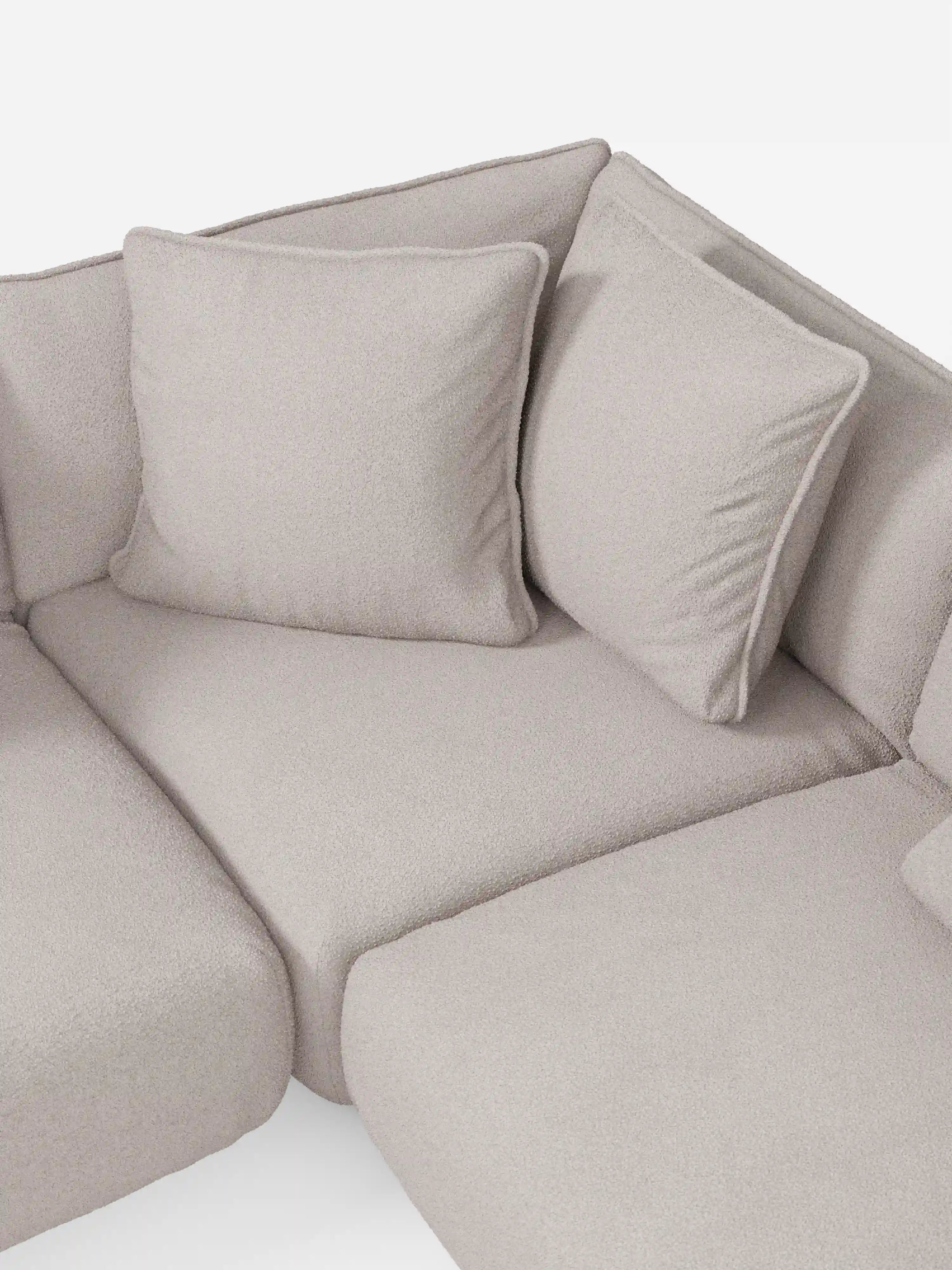 Nimbus panoramisches modulares Ecksofa mit Recamiere und Ecke aus fleckenabweisendem Stoff t33