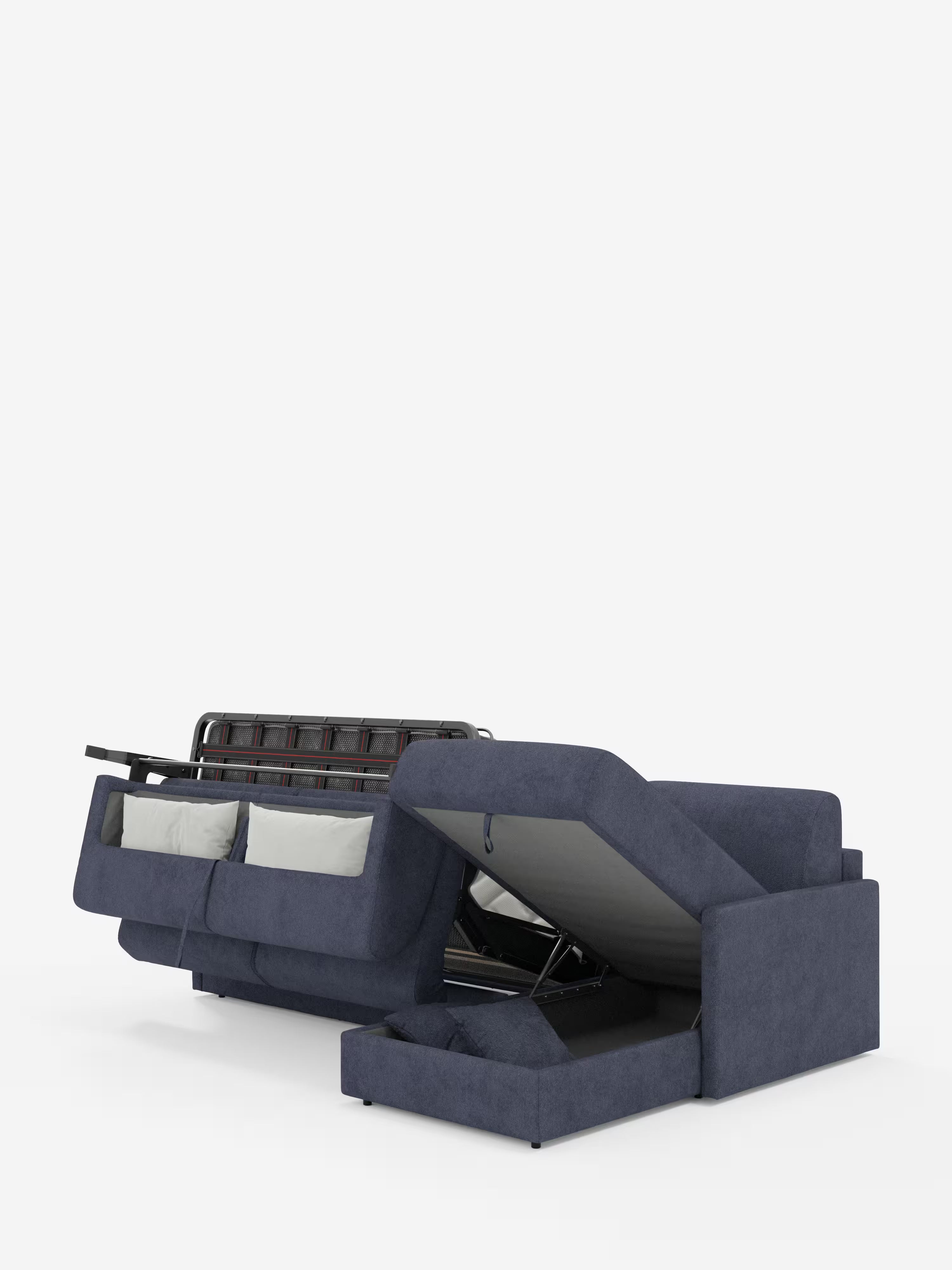 Tommy Divano Letto con penisola contenitore - design minimal e sfoderabile in tessuto smacchiabile simil cotone T33