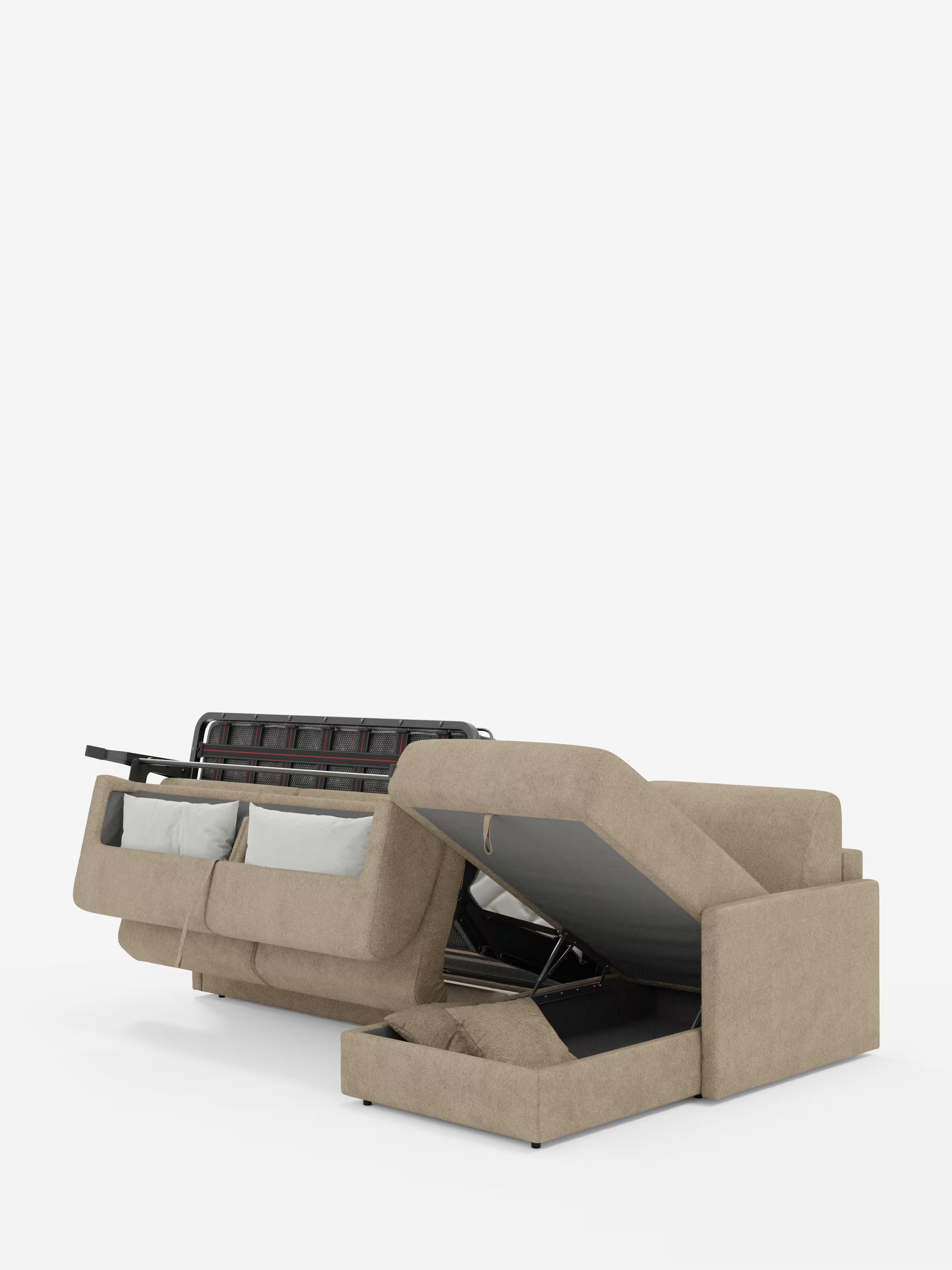 Tommy Divano Letto con penisola contenitore - design minimal e sfoderabile in tessuto smacchiabile simil cotone T33