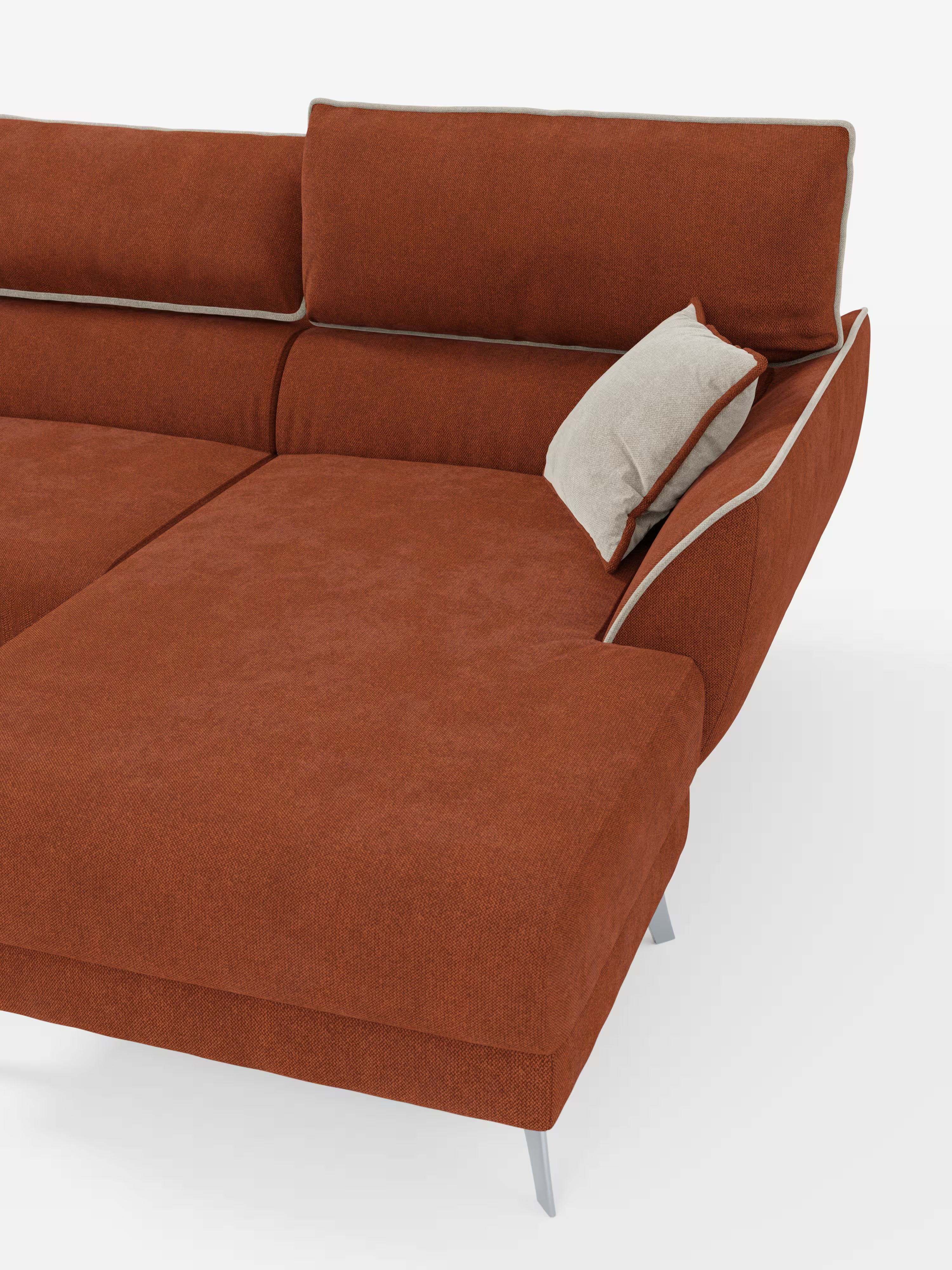 Michelangelo Ecksofa Zweifarbiges mit Chaise Longue und verschiebbaren Sitzen - verstellbaren Kopfstützen aus abwaschbarem Stoff T23