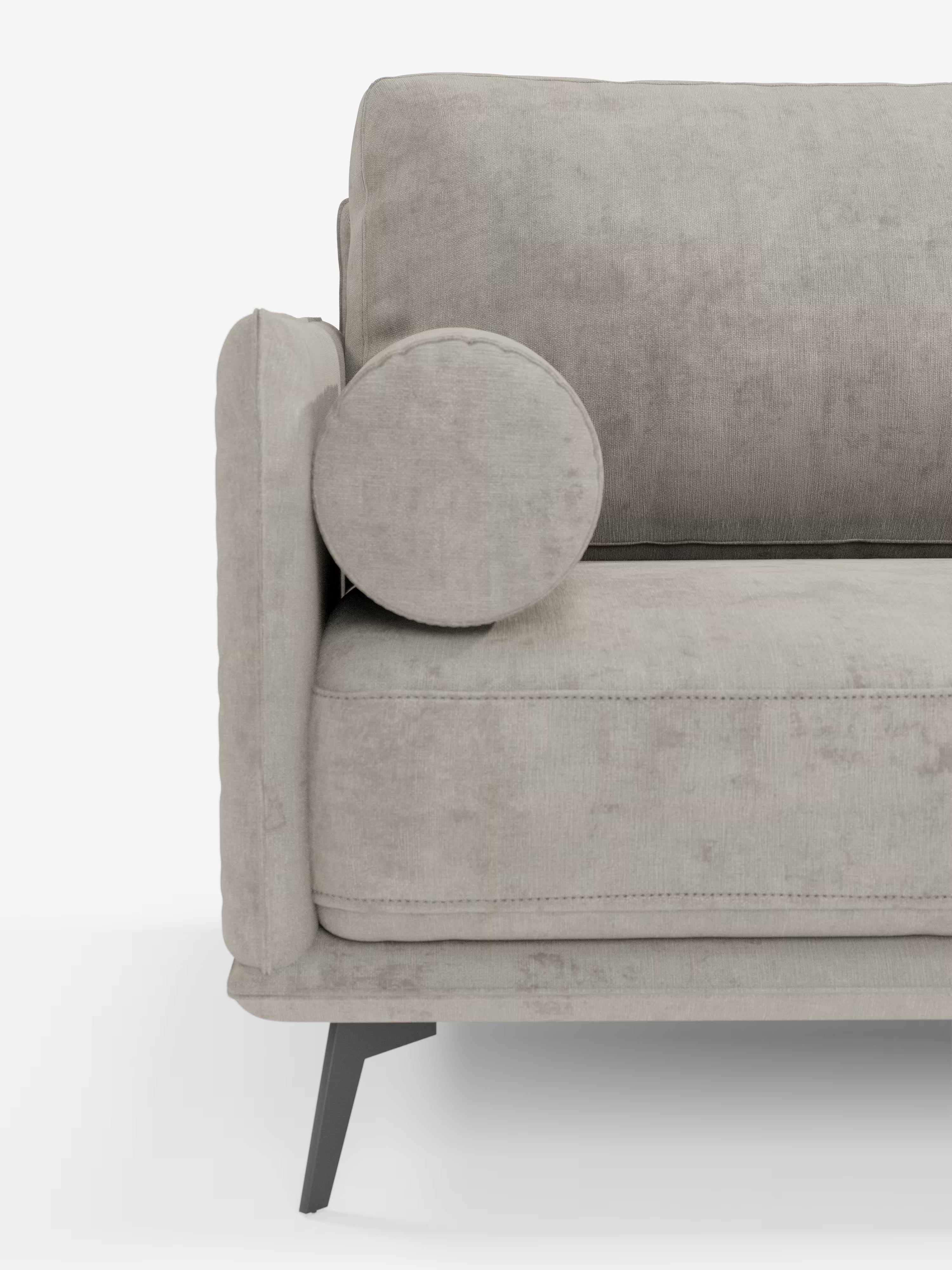 Basalto – Modernes Ecksofa mit Halbinsel– Metallgestell und daunenkissenmit fleckenabweisendem Bezug T31