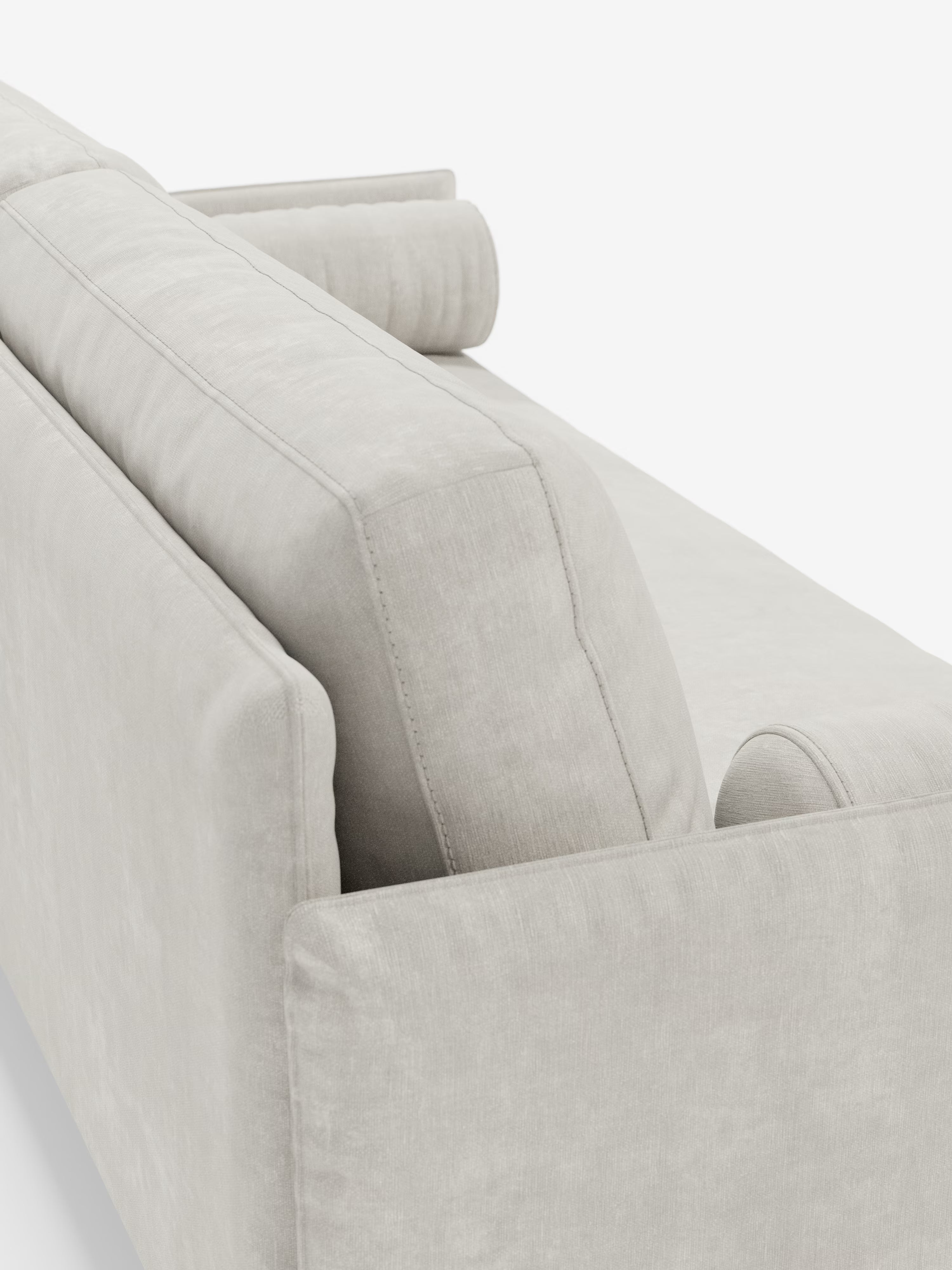 Basalto lineares Sofa mit 2, 3 und 4 Sitzplätzen mit einteiliger Sitzfläche und Metallgestell aus fleckenabweisendem Stoff T31