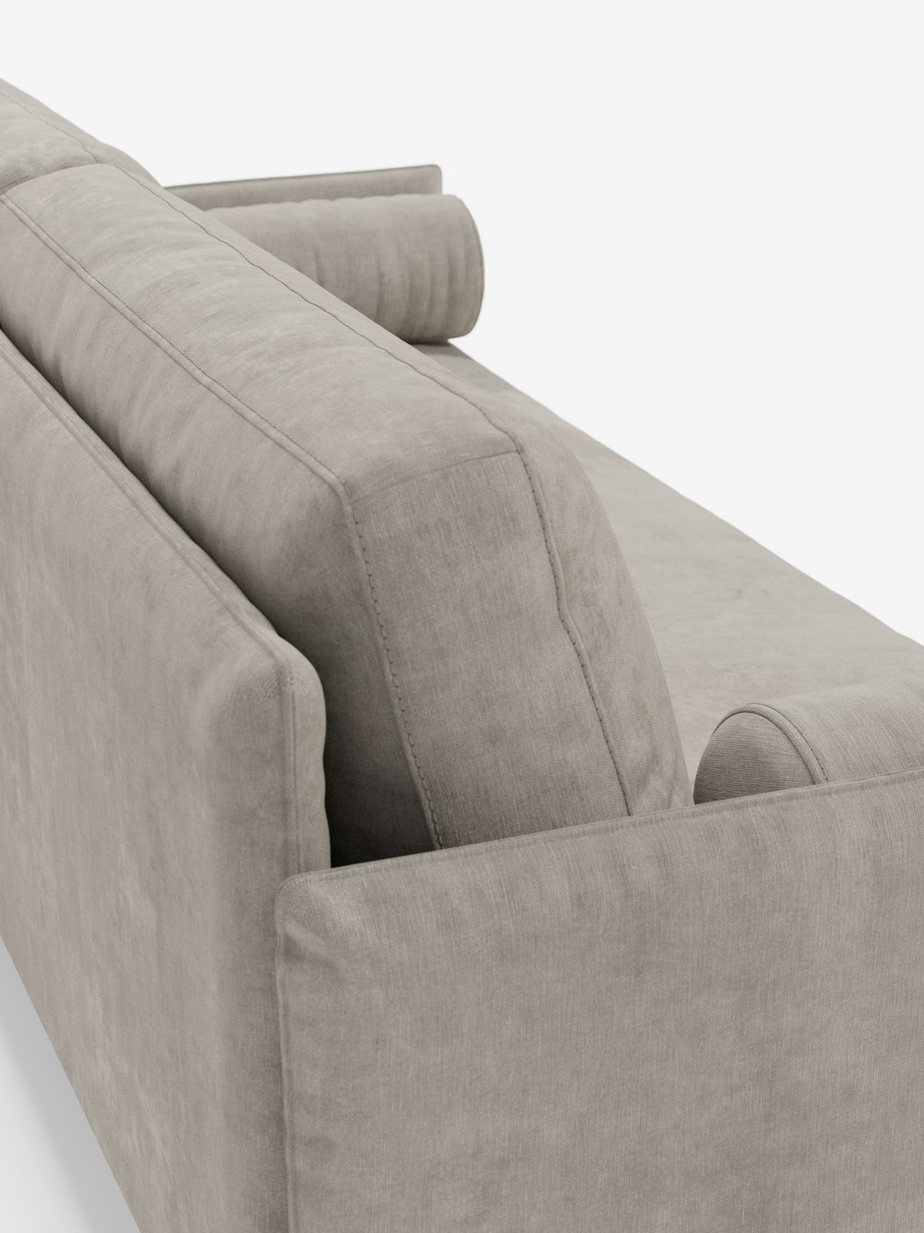 Basalto lineares Sofa mit 2, 3 und 4 Sitzplätzen mit einteiliger Sitzfläche und Metallgestell aus fleckenabweisendem Stoff T31