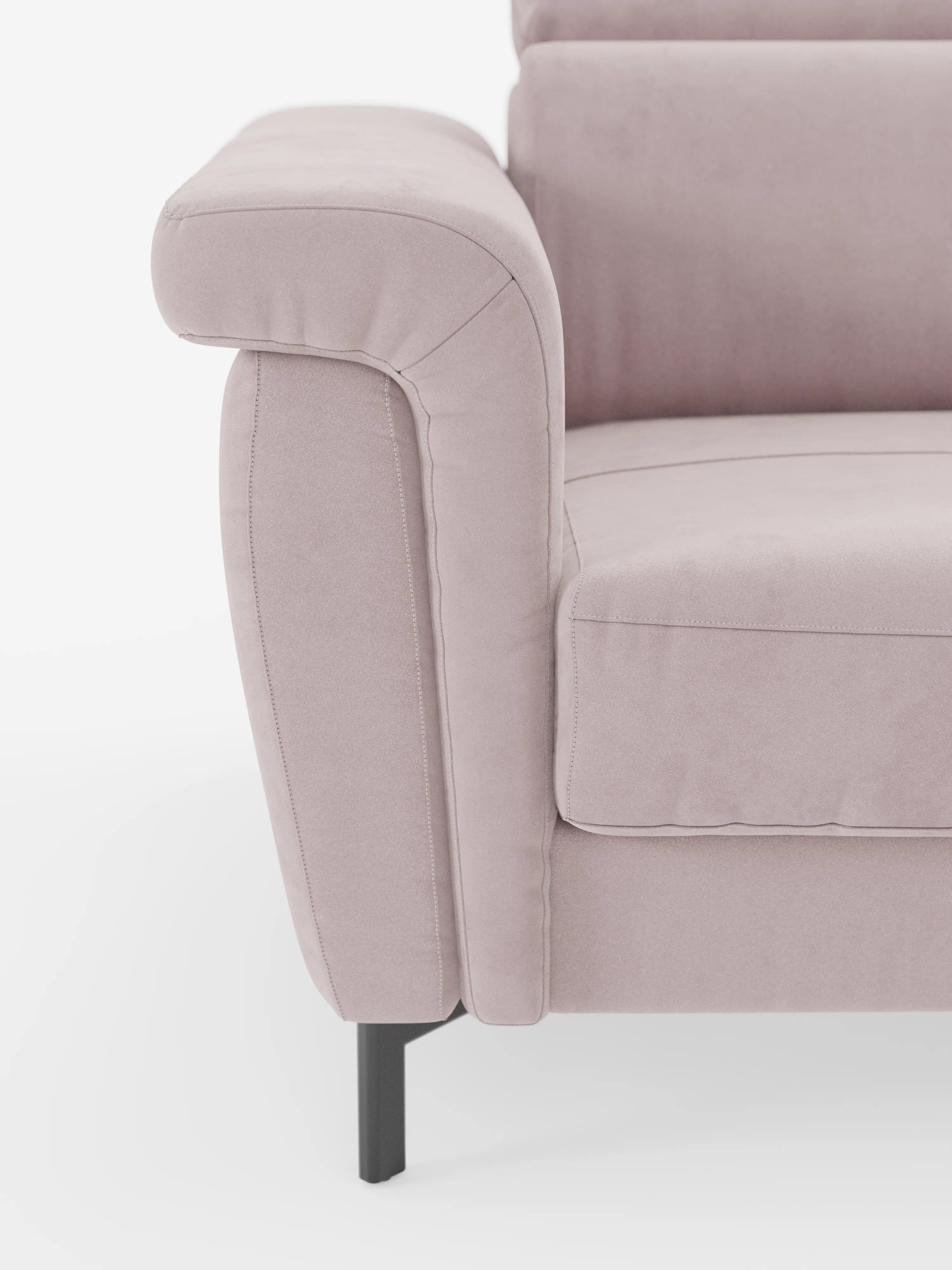 Capri – Design-Schlafsofa mit hohen Füßen – verstellbare Kopfstützen aus edlem, fleckenabweisendem Stoff in Samtstoff T30