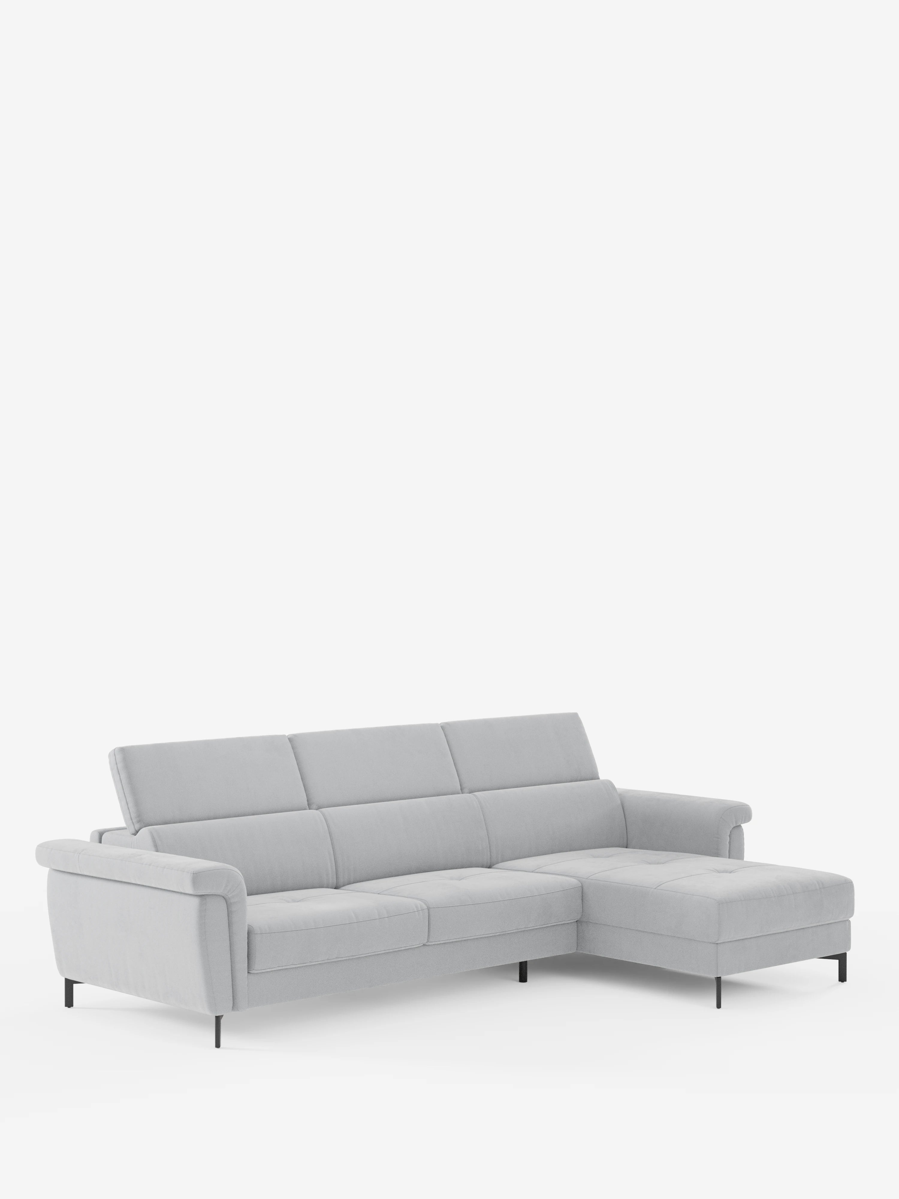 Capri Divano letto angolare con penisola contenitore e poggiatesta reclinabili - elegante tessuto smacchiabile T30