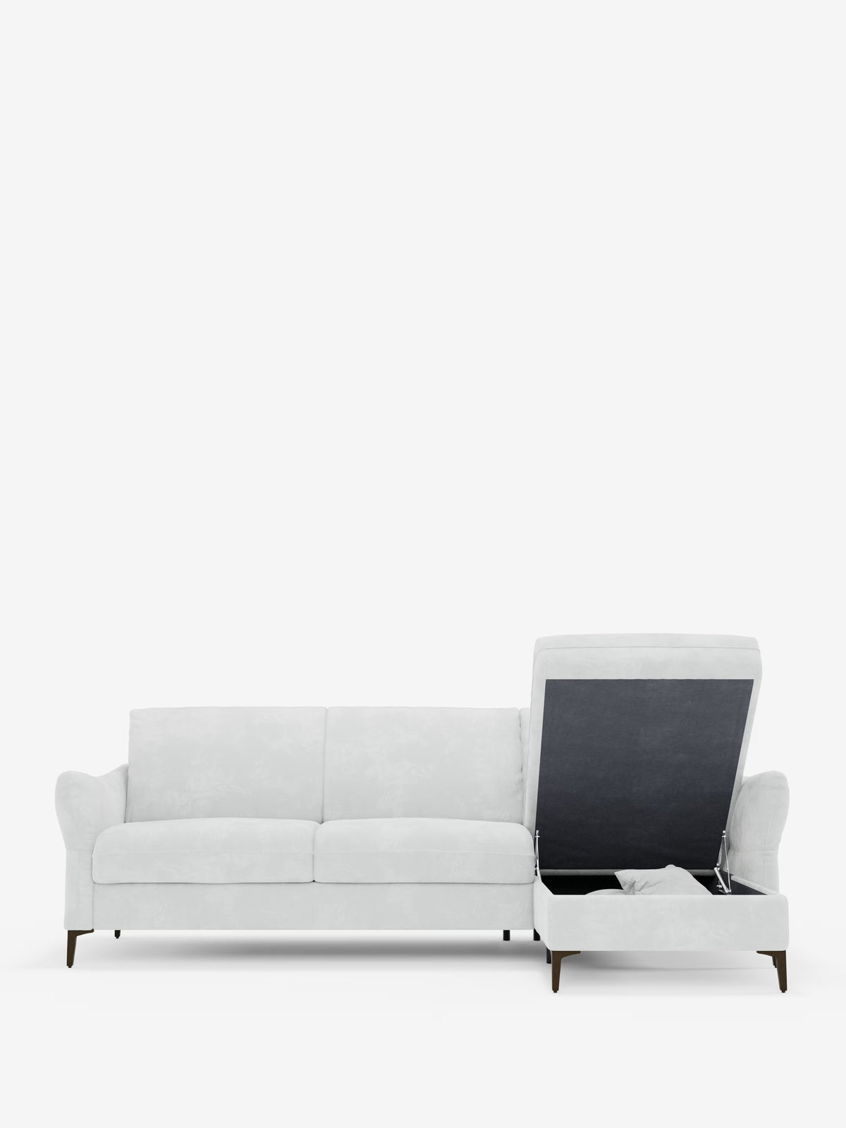 Dalia schlafsofa mit Chaiselongue mit Stauraum und Matratze 18 cm hoch – hohe Füße und fleckenabweisender Stoff T30